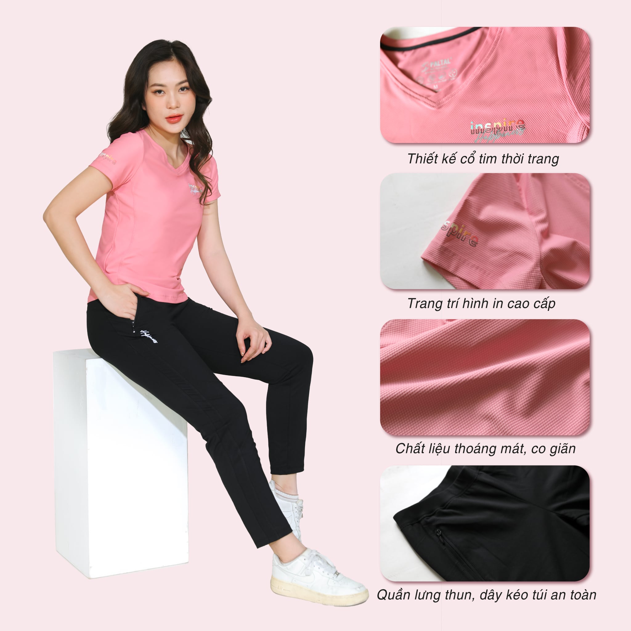 Set đồ bộ nữ kiểu thể thao tập gym, yoga kiểu quần dài tay ngắn chất silk lạnh 373p 3411