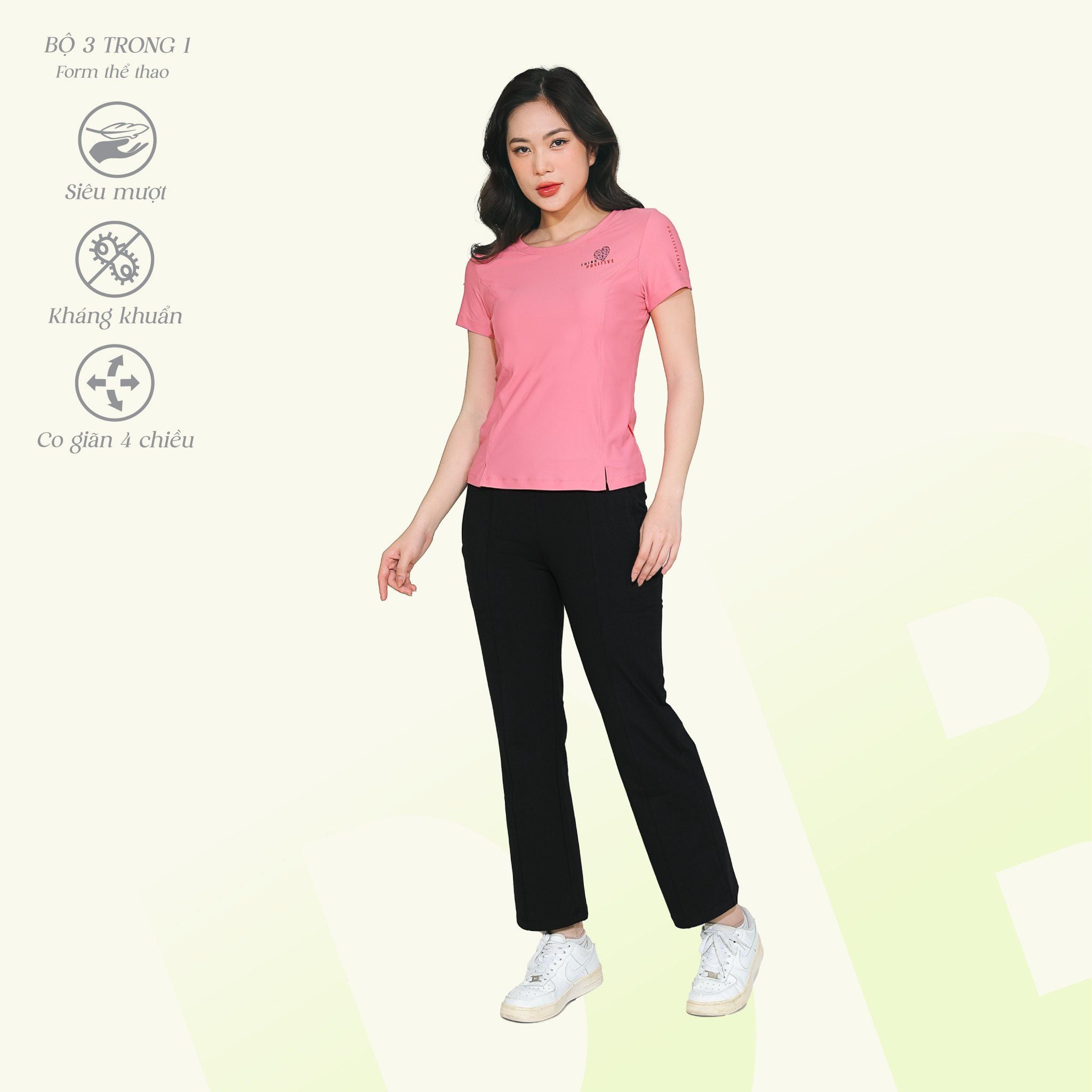 Set đồ bộ nữ kiểu thể thao tập gym, yoga kiểu quần dài tay ngắn chất silk lạnh 373p 3412