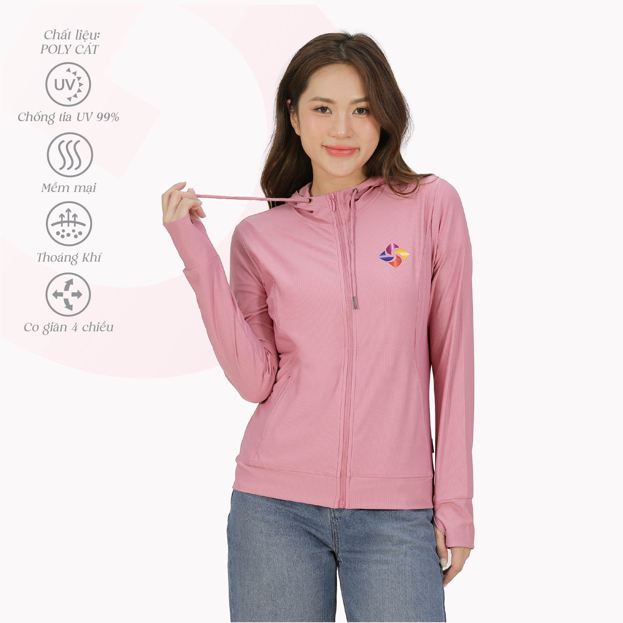 Áo khoác nữ chống nắng, chống UV chất poly cát siêu thoáng khí 311p 1332