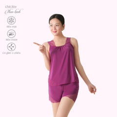 Set đồ bộ nữ kiểu quần đùi tay bản chất thun lạnh siêu bền 015p 5109