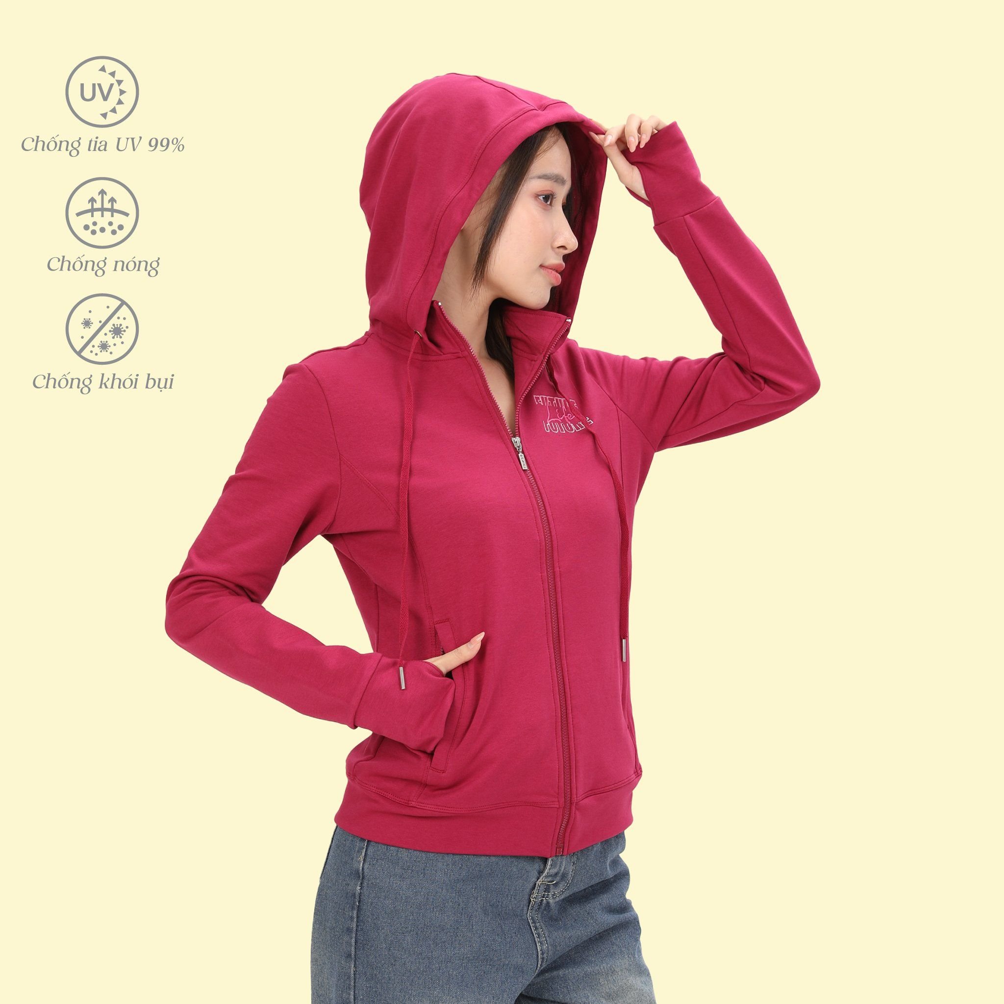 Áo khoác nữ chống nắng, chống UV chất vảy cá cotton cvc mát 401p 1315