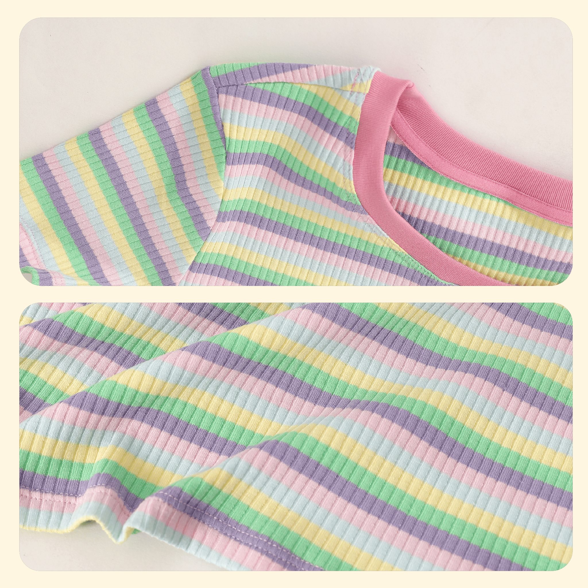 Áo thun nữ tay ngắn form suông cổ tròn rib sọc chất cotton siêu mát 220p 0275