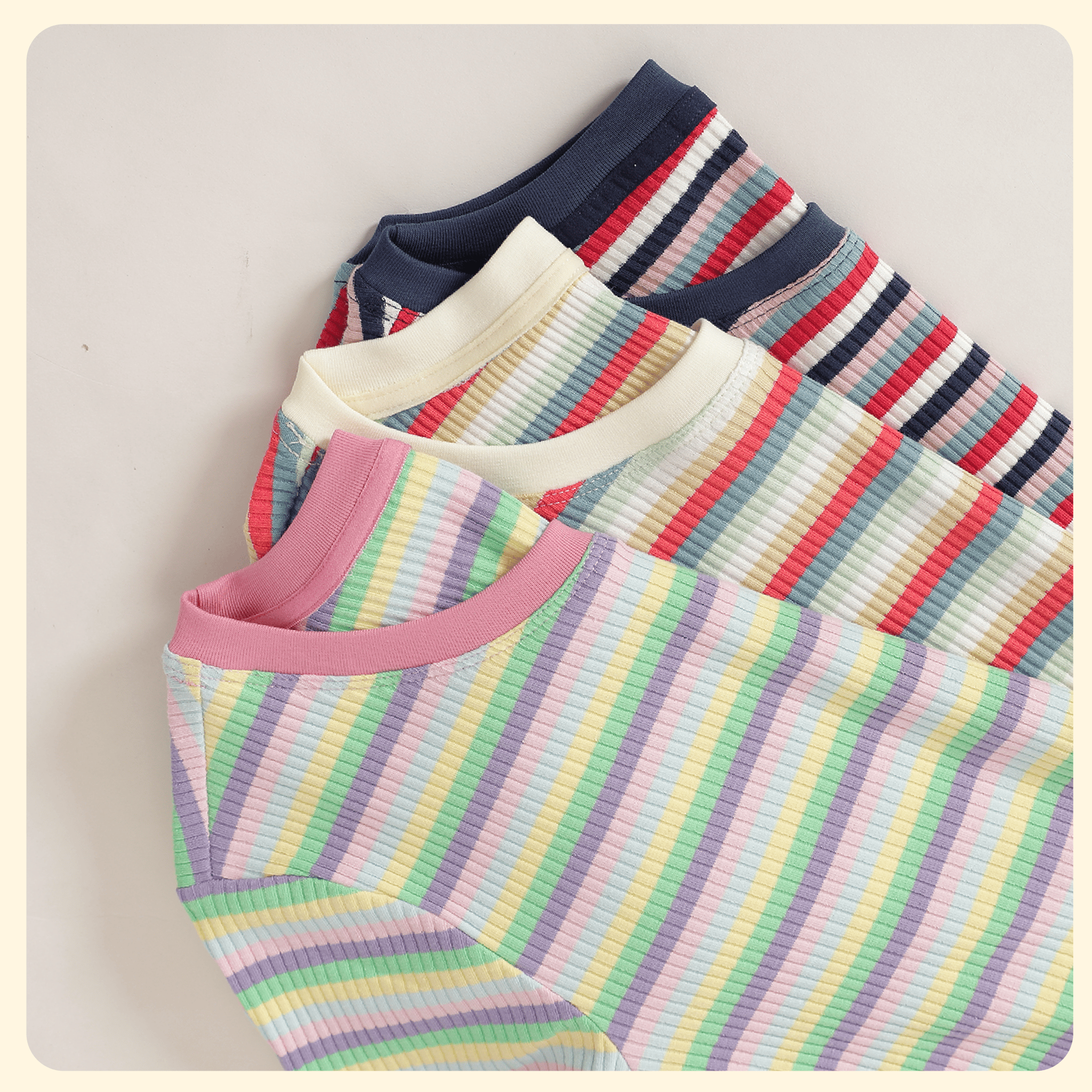 Áo thun nữ tay ngắn form suông cổ tròn rib sọc chất cotton siêu mát 220p 0275