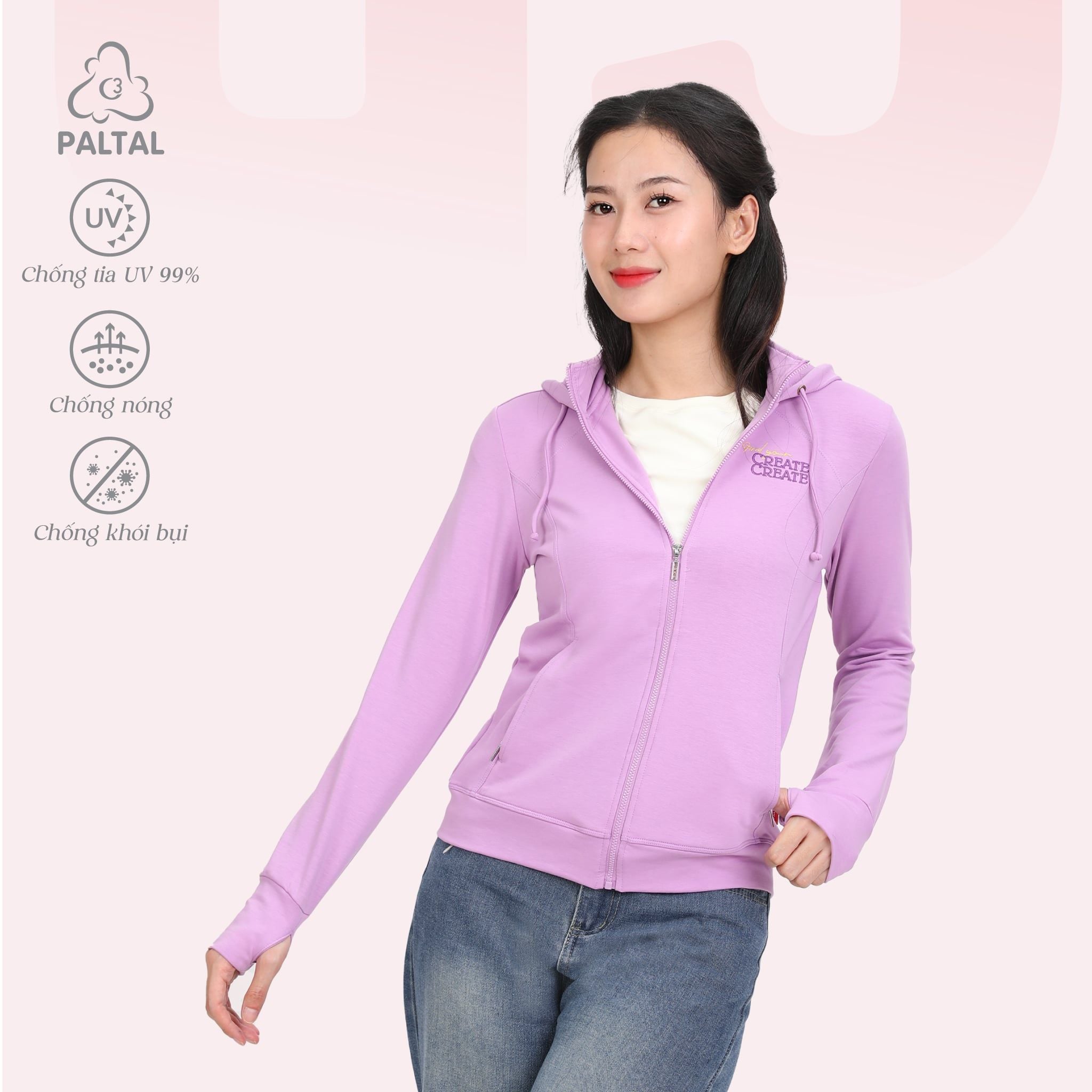 Áo khoác nữ chống nắng, chống UV chất vảy cá cotton cvc mát 401p 1308