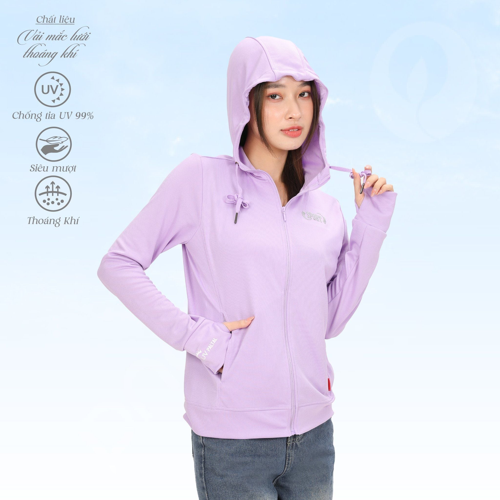 Áo khoác nữ chống nắng, chống UV chất poly mắc lưới siêu thoáng khí 311p 1306