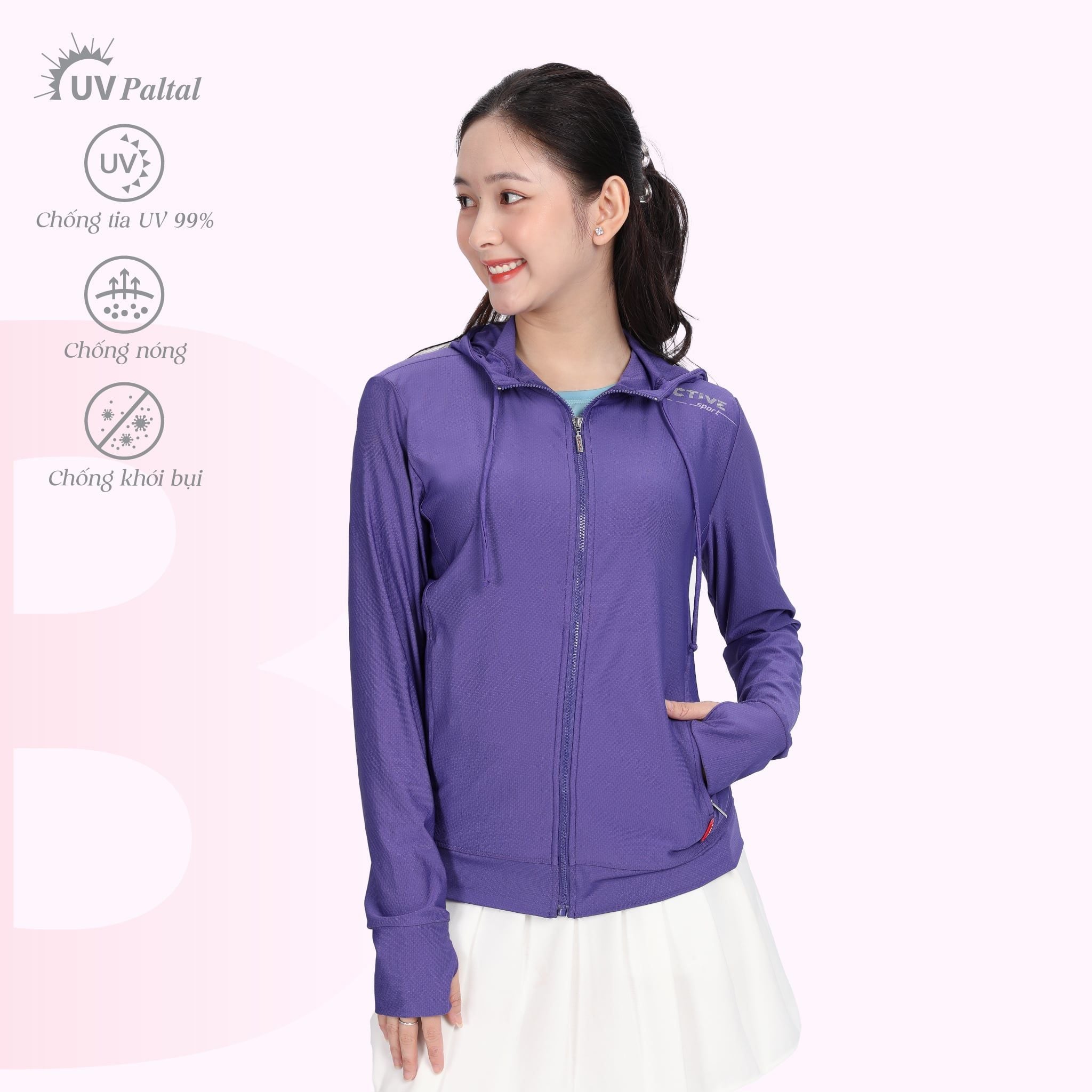 Áo khoác nữ chống nắng, chống UV chất poly mè 311p 1228