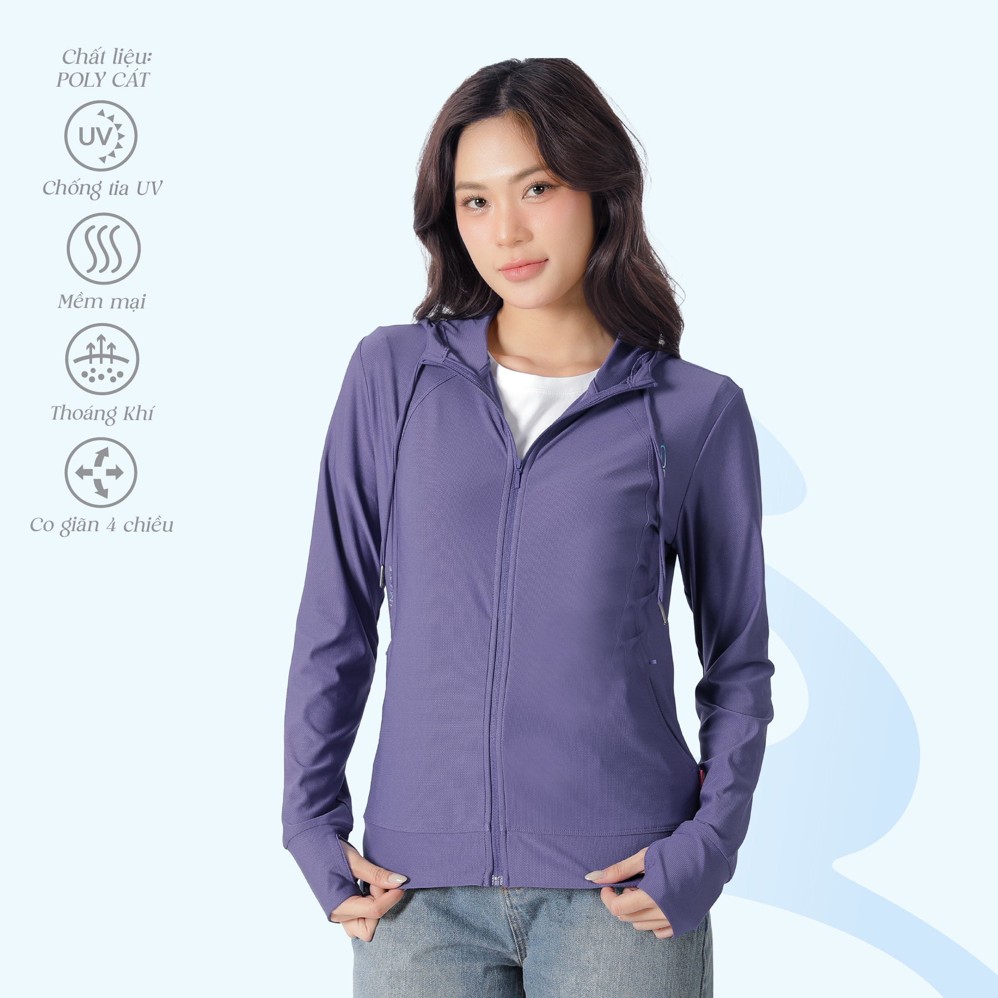 Áo khoác nữ chống nắng, chất poly cát 311p 1321