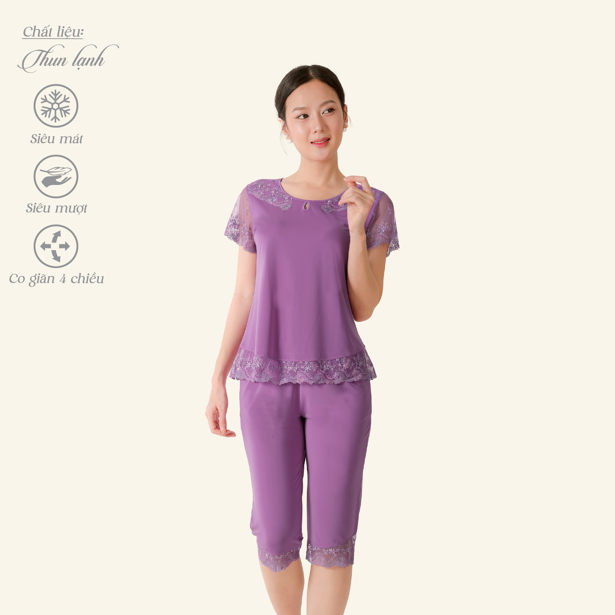 Set đồ bộ nữ kiểu quần lửng Tay Ngắn chất thun lạnh siêu bền 014p 7044