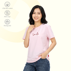 Áo thun nữ cổ tròn tay ngắn phom rộng chất cotton siêu mát 020p 0376
