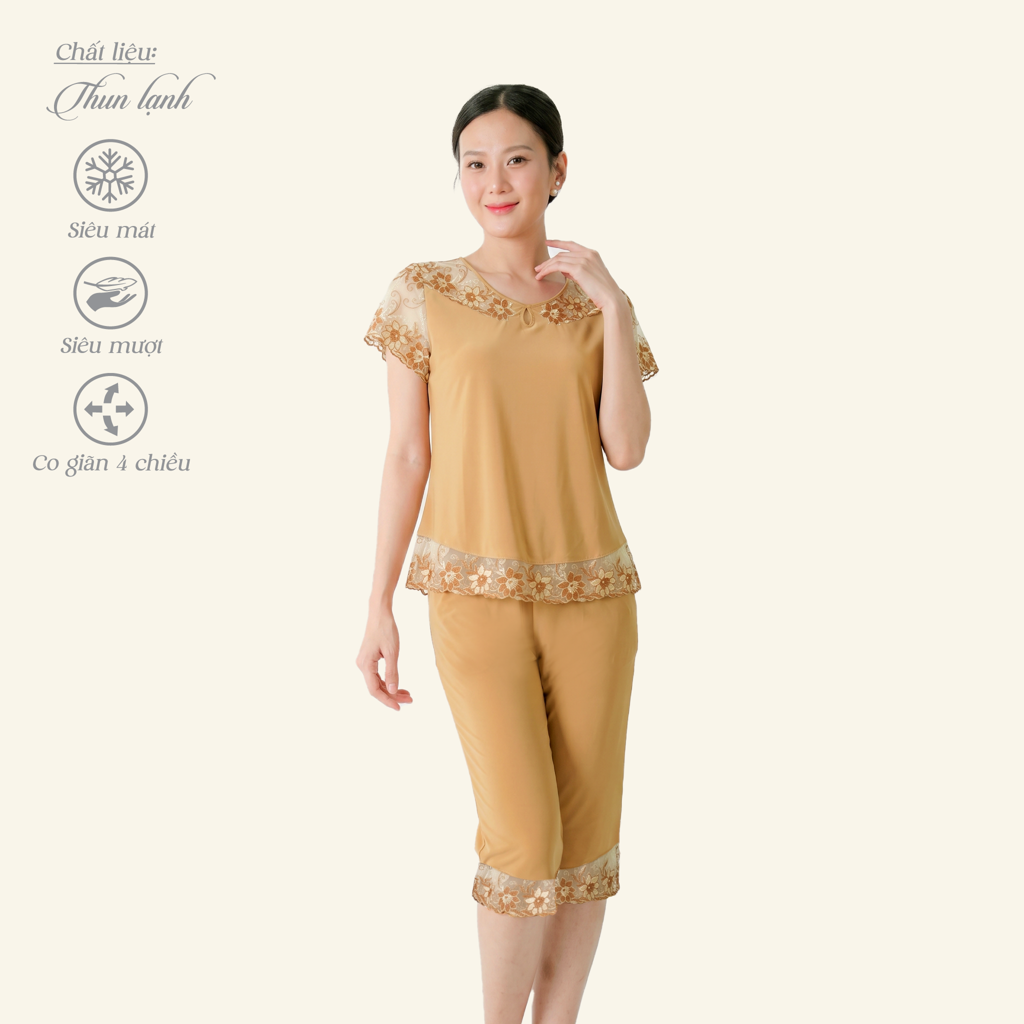 Set đồ bộ nữ kiểu quần lửng Tay Ngắn chất thun lạnh siêu bền 014p 7044