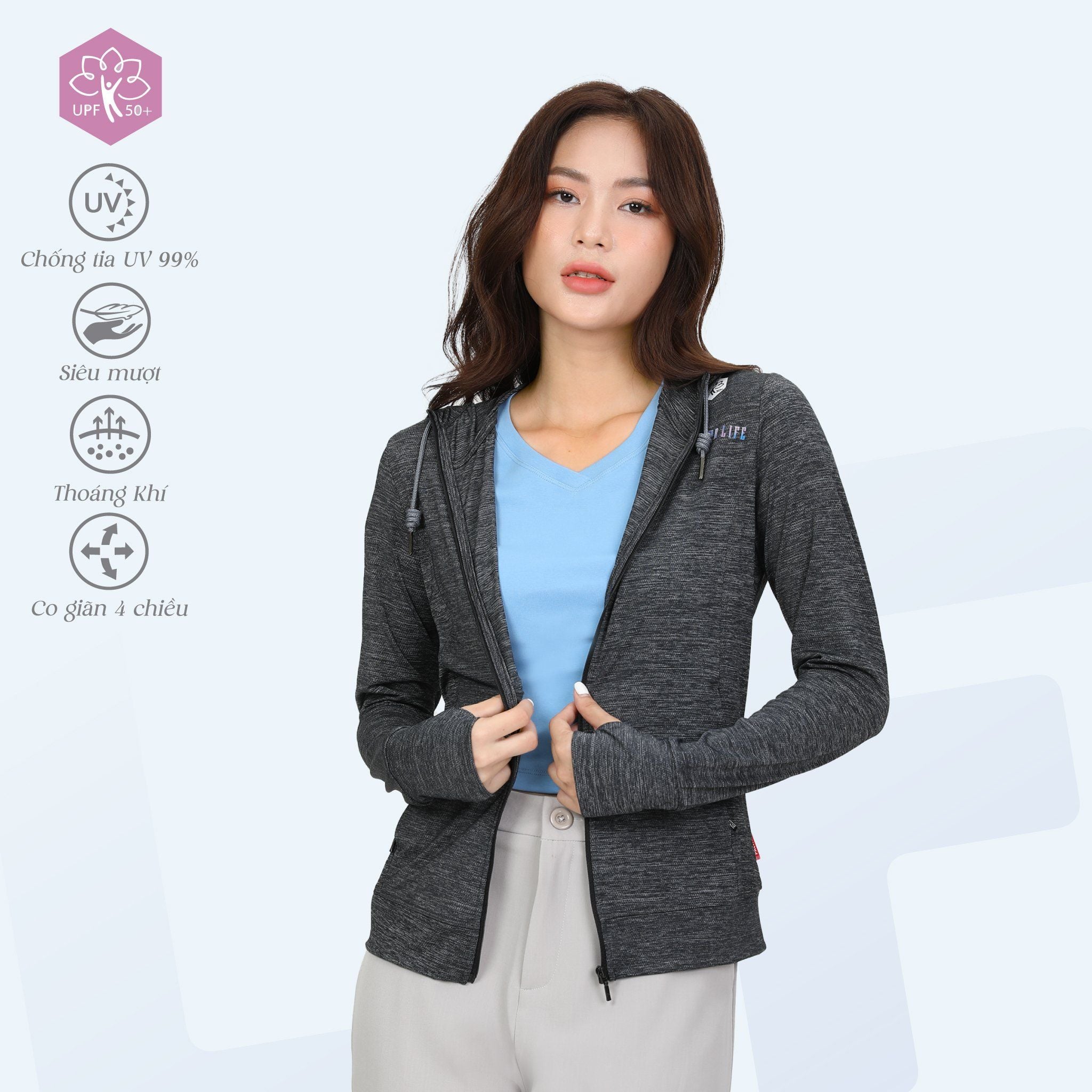 Áo khoác nữ chống nắng, chống UV chất melan lưới 341p 1307