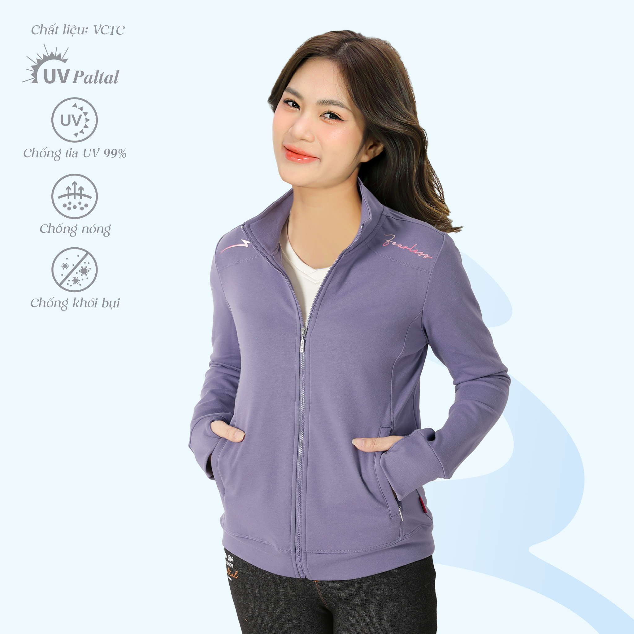 Áo khoác không nón nữ chống nắng, chống UV chất vảy cá cotton siêu mát 431p 1328