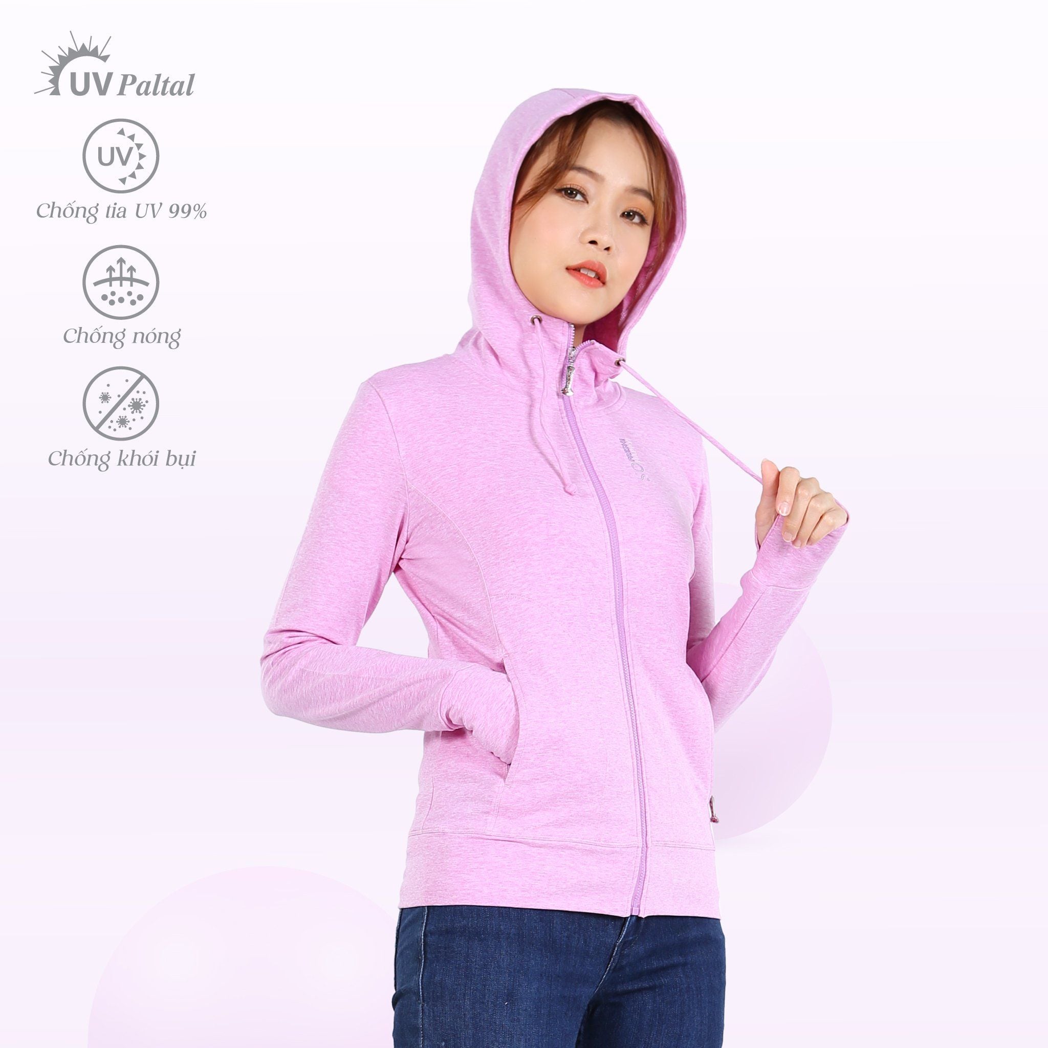 Áo khoác nữ chống nắng, chống UV chất muối tiêu melan 051P 1091