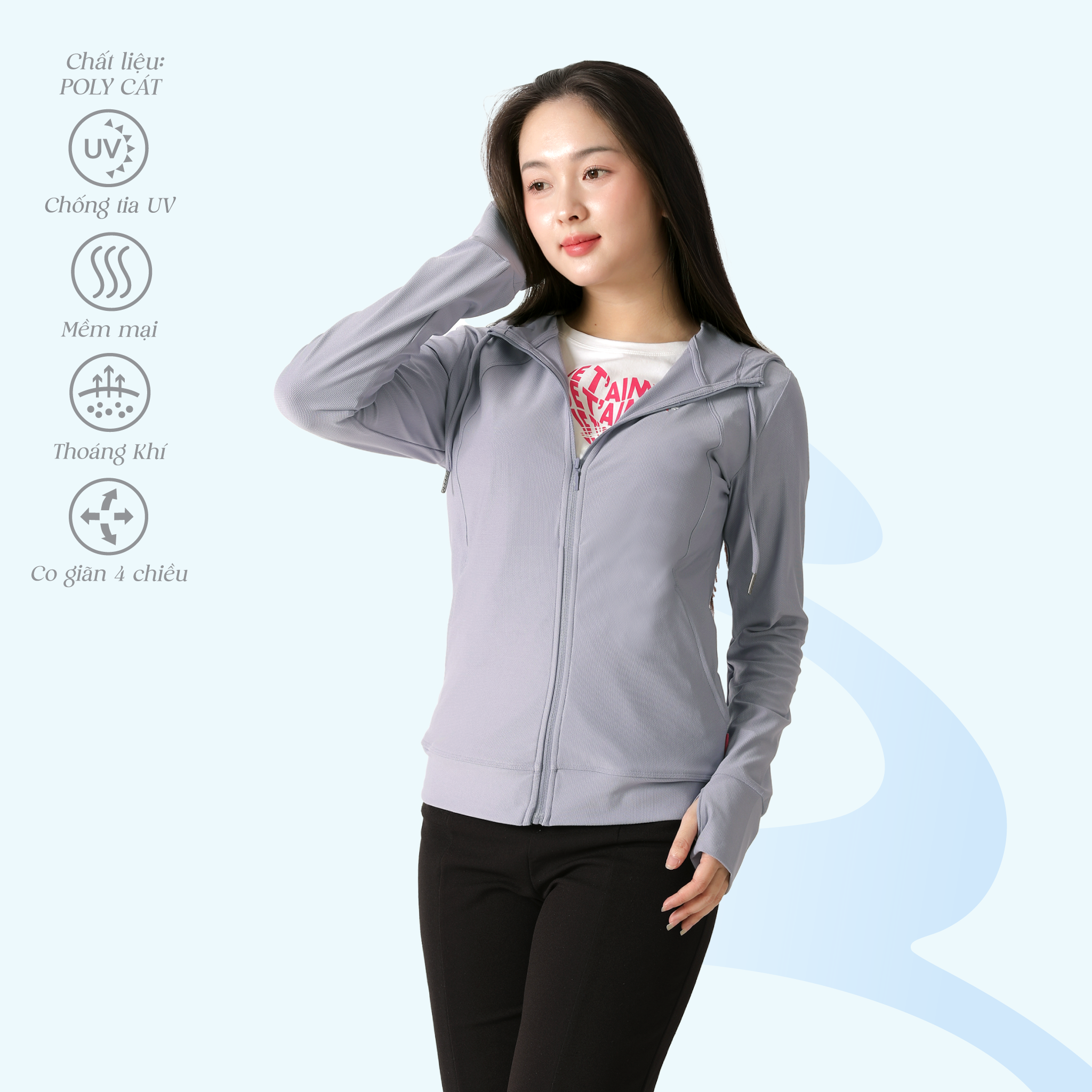 Áo khoác nữ chống nắng, chống UV chất poly cát 311p 1326
