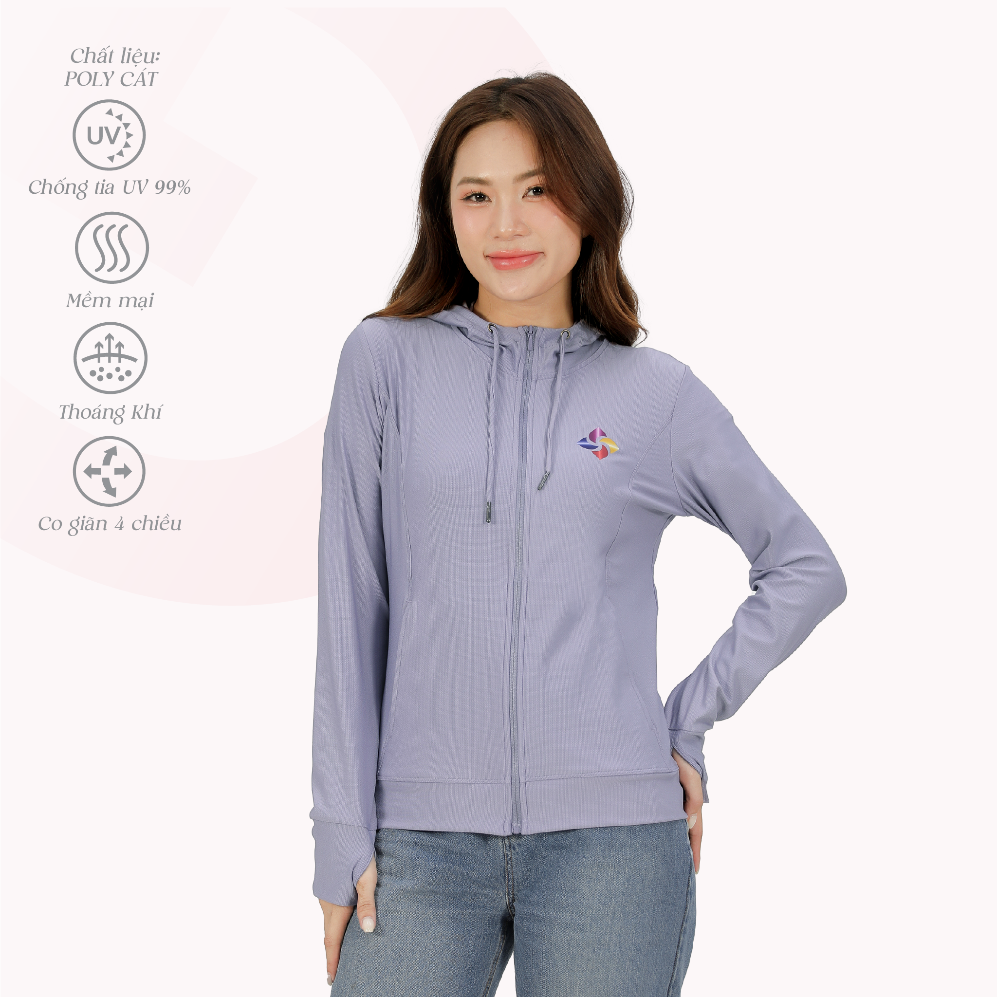 Áo khoác nữ chống nắng, chống UV chất poly cát siêu thoáng khí 311p 1332