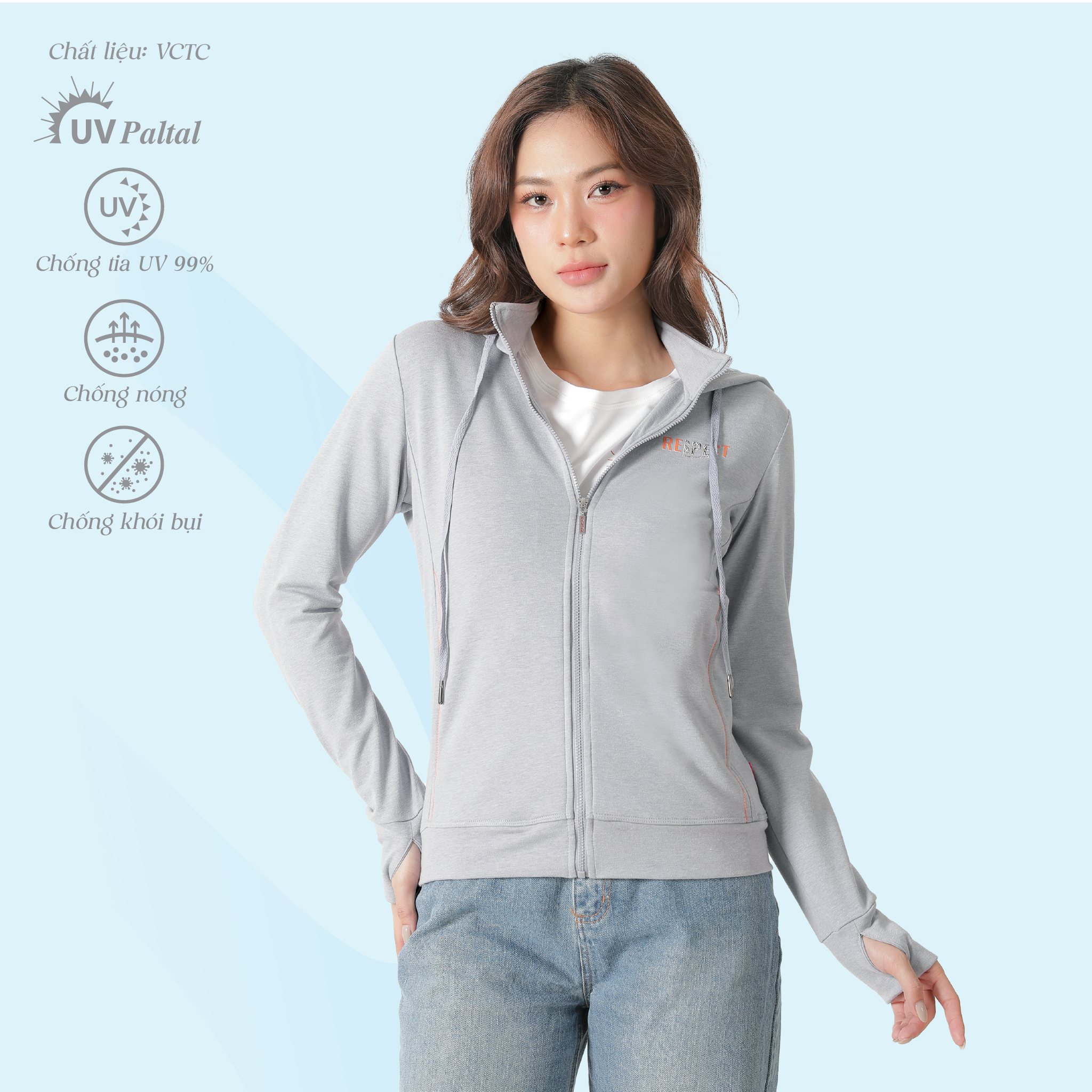 Áo khoác nữ chống nắng, chống UV chất vảy cá cotton siêu mát 431p 1343