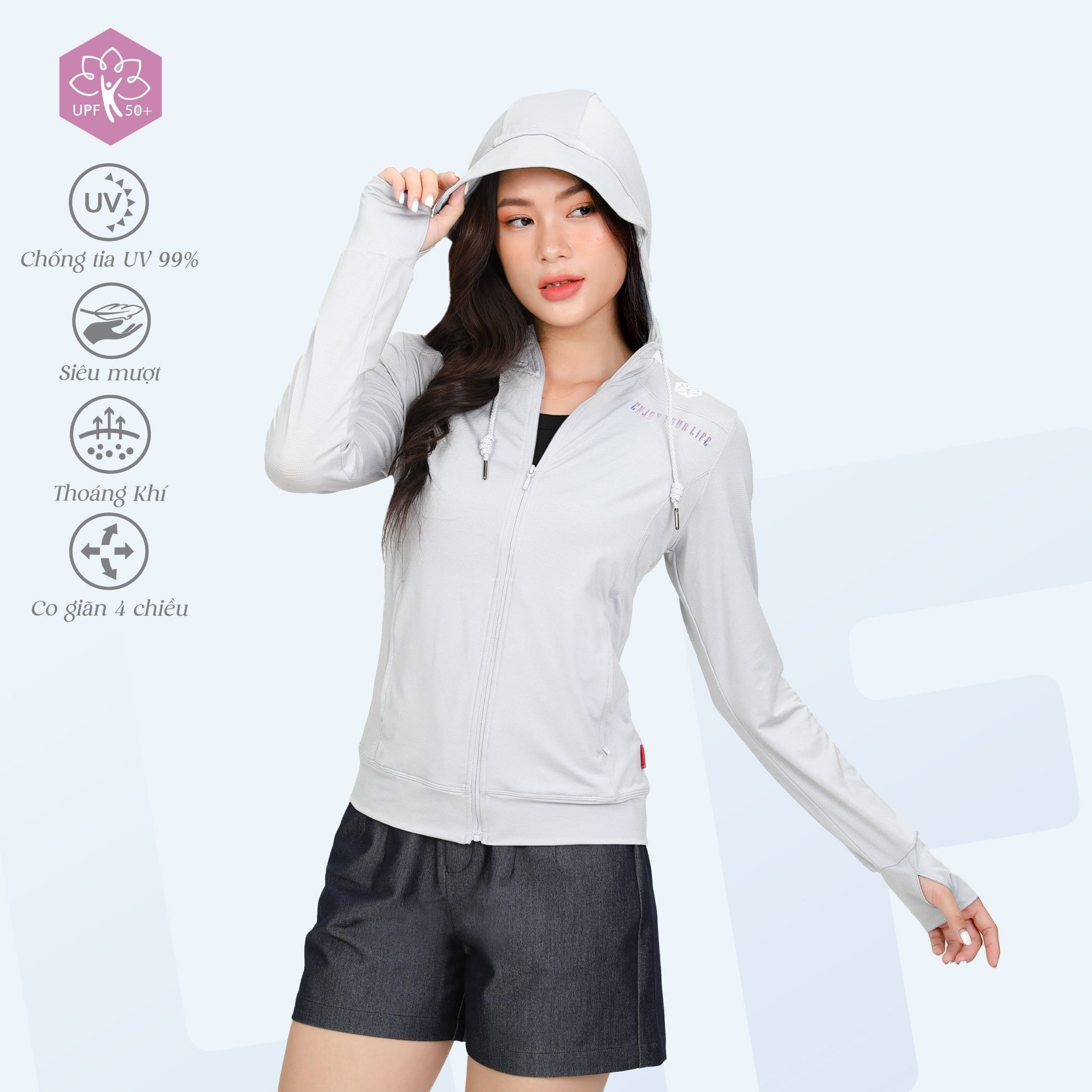 Áo khoác nữ chống nắng, chống UV chất melan lưới 341p 1307