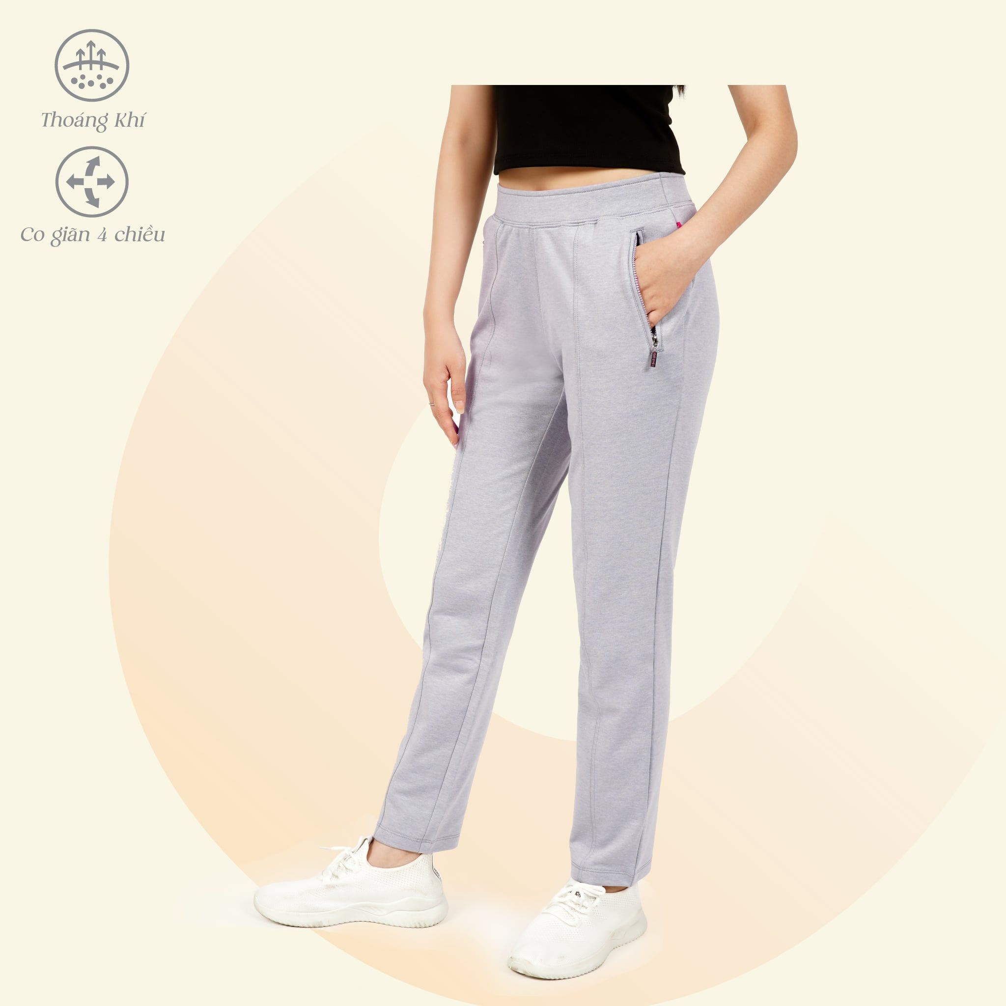 Quần thể thao nữ ống dài thun chất vảy cá cotton cvc mát 408p 8038
