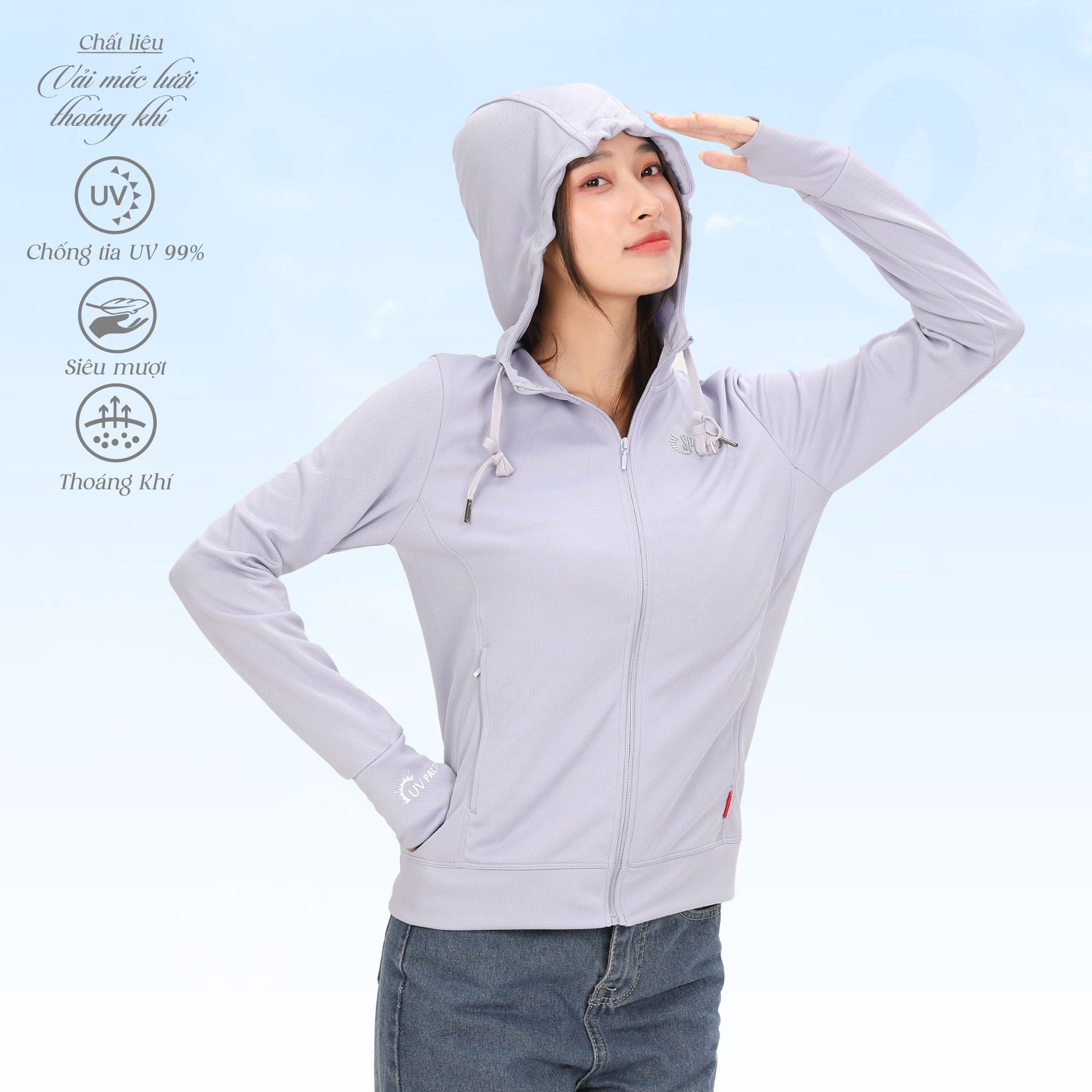 Áo khoác nữ chống nắng, chống UV chất poly mắc lưới siêu thoáng khí 311p 1306