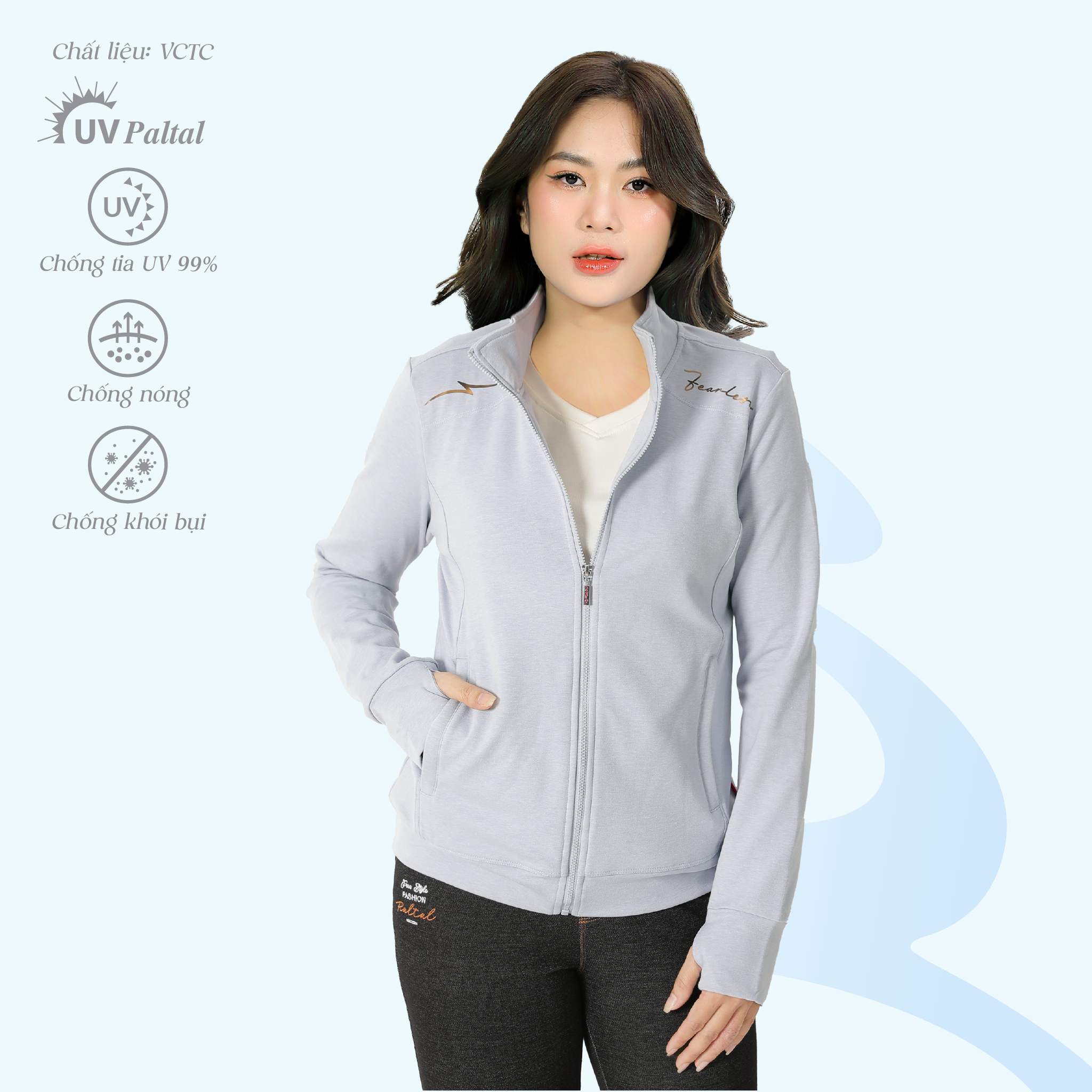 Áo khoác không nón nữ chống nắng, chống UV chất vảy cá cotton siêu mát 431p 1328