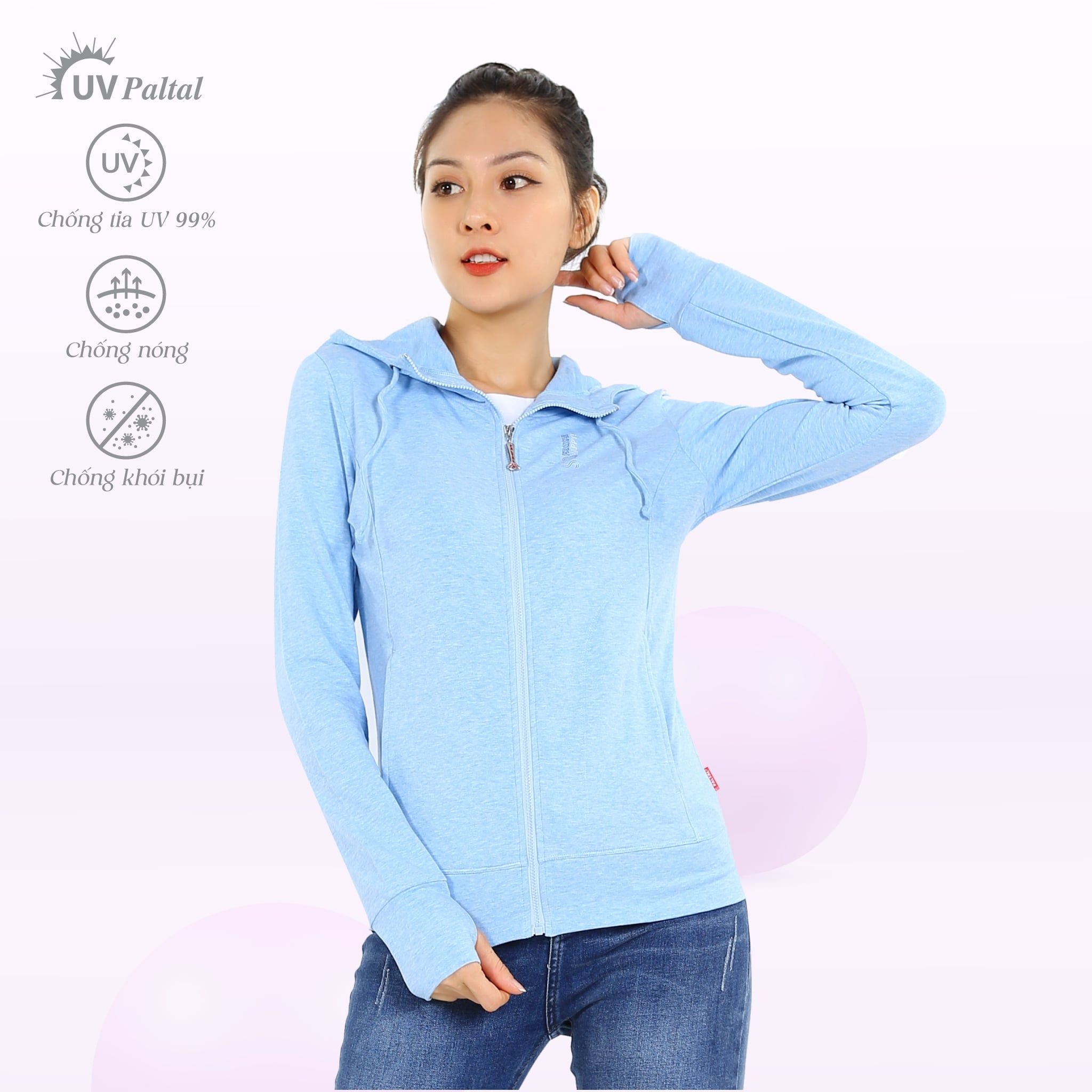 Áo khoác nữ chống nắng, chống UV chất muối tiêu melan 051P 1091