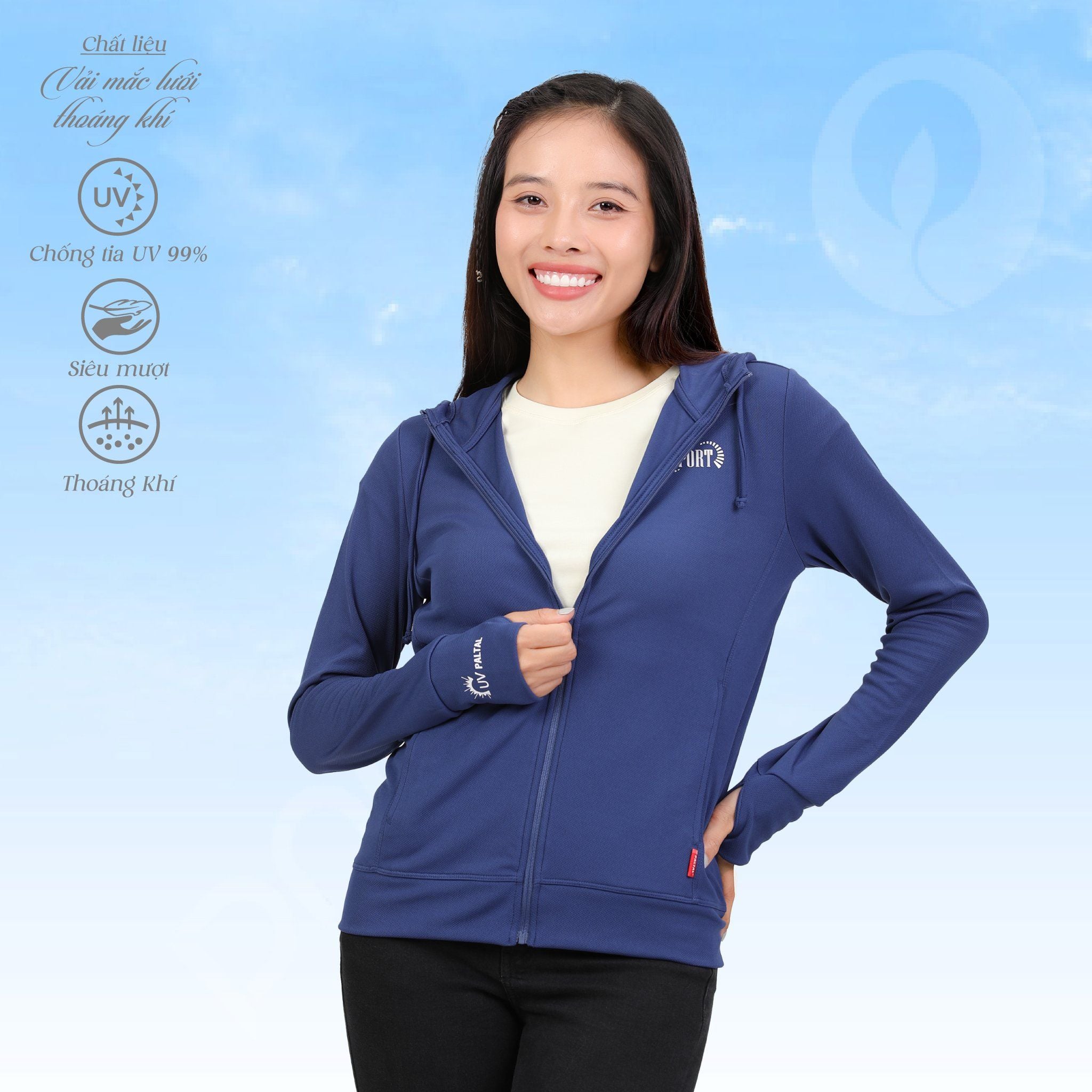 Áo khoác nữ chống nắng, chống UV chất poly mắc lưới siêu thoáng khí 311p 1306