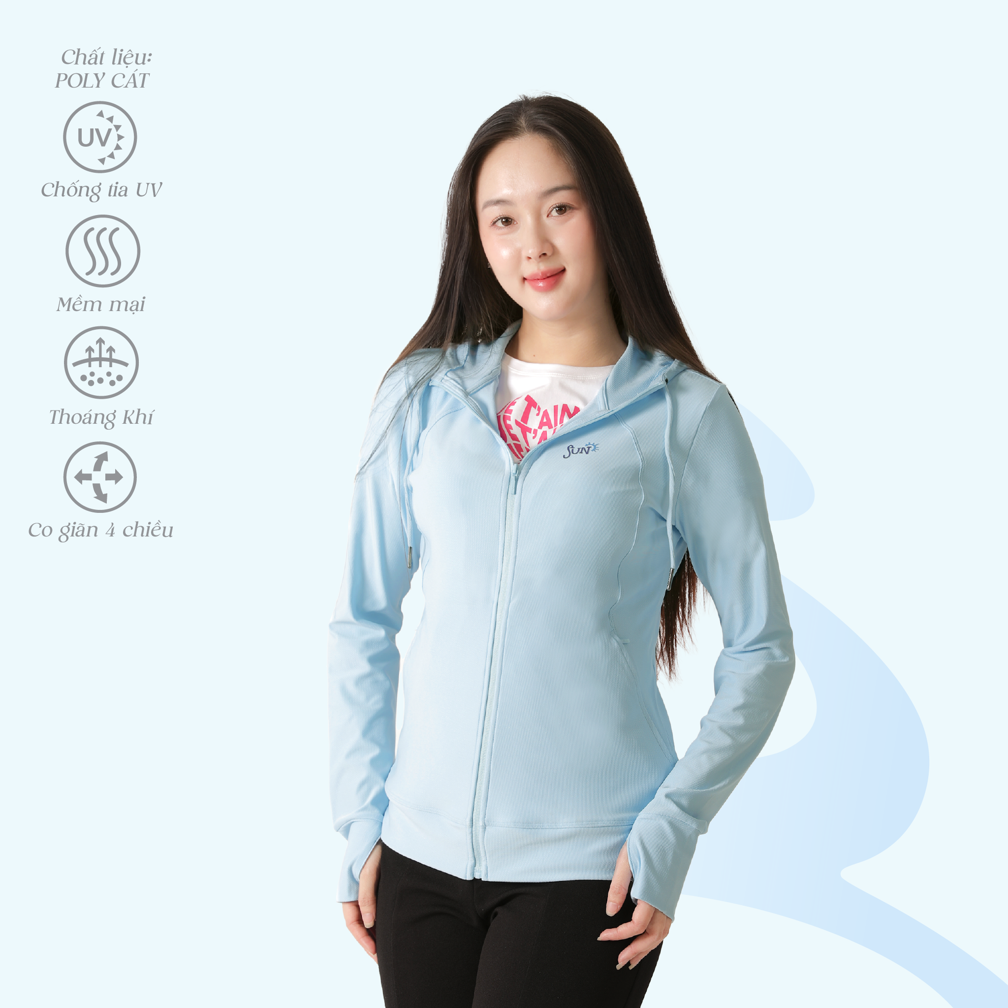 Áo khoác nữ chống nắng, chống UV chất poly cát 311p 1326