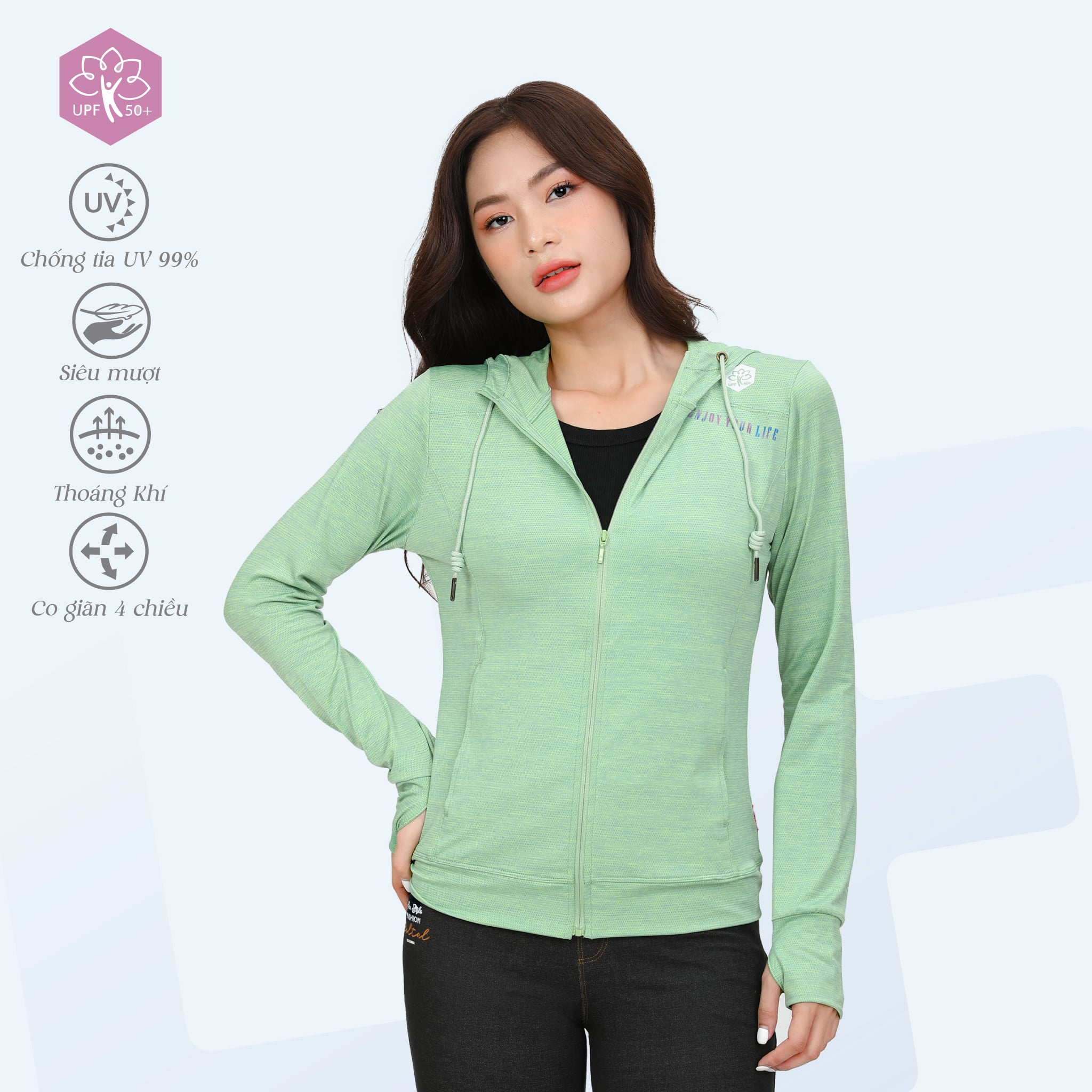 Áo khoác nữ chống nắng, chống UV chất melan lưới 341p 1307