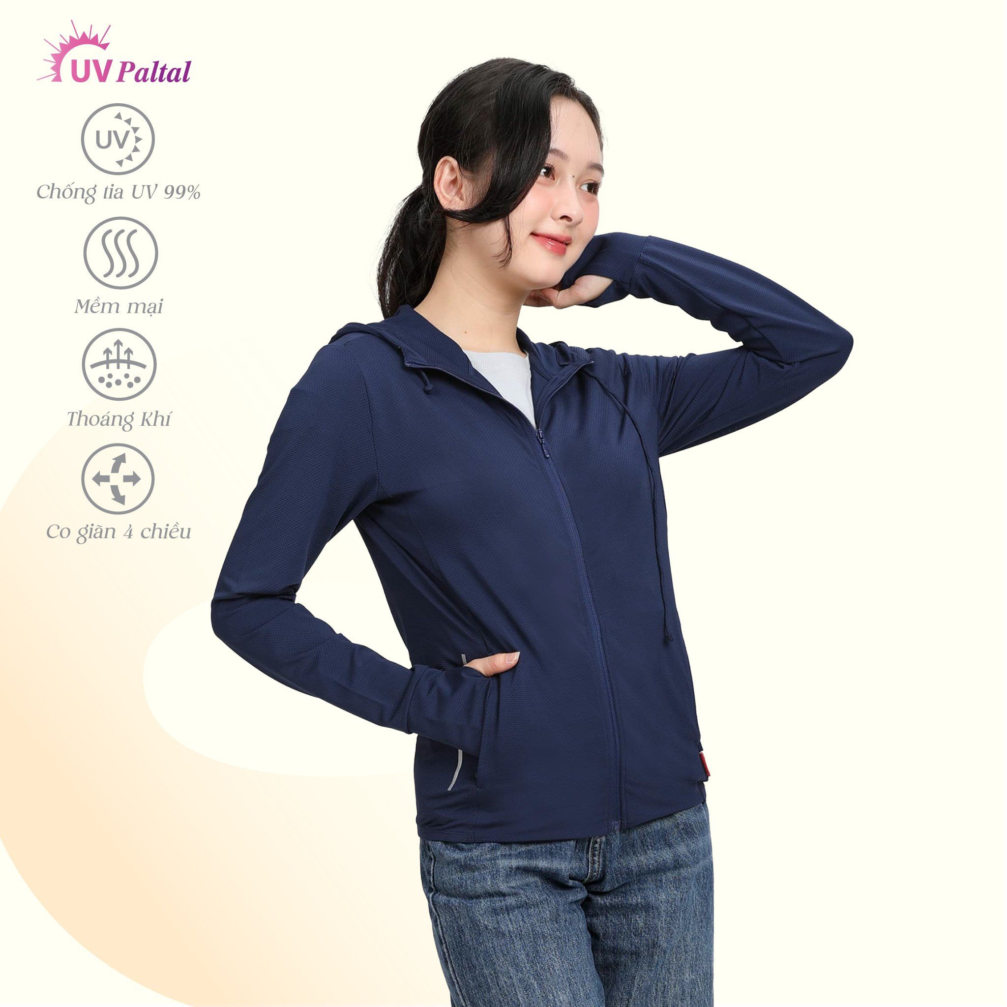 Áo khoác nữ chống nắng, chống UV chất poly thái 311p 1265