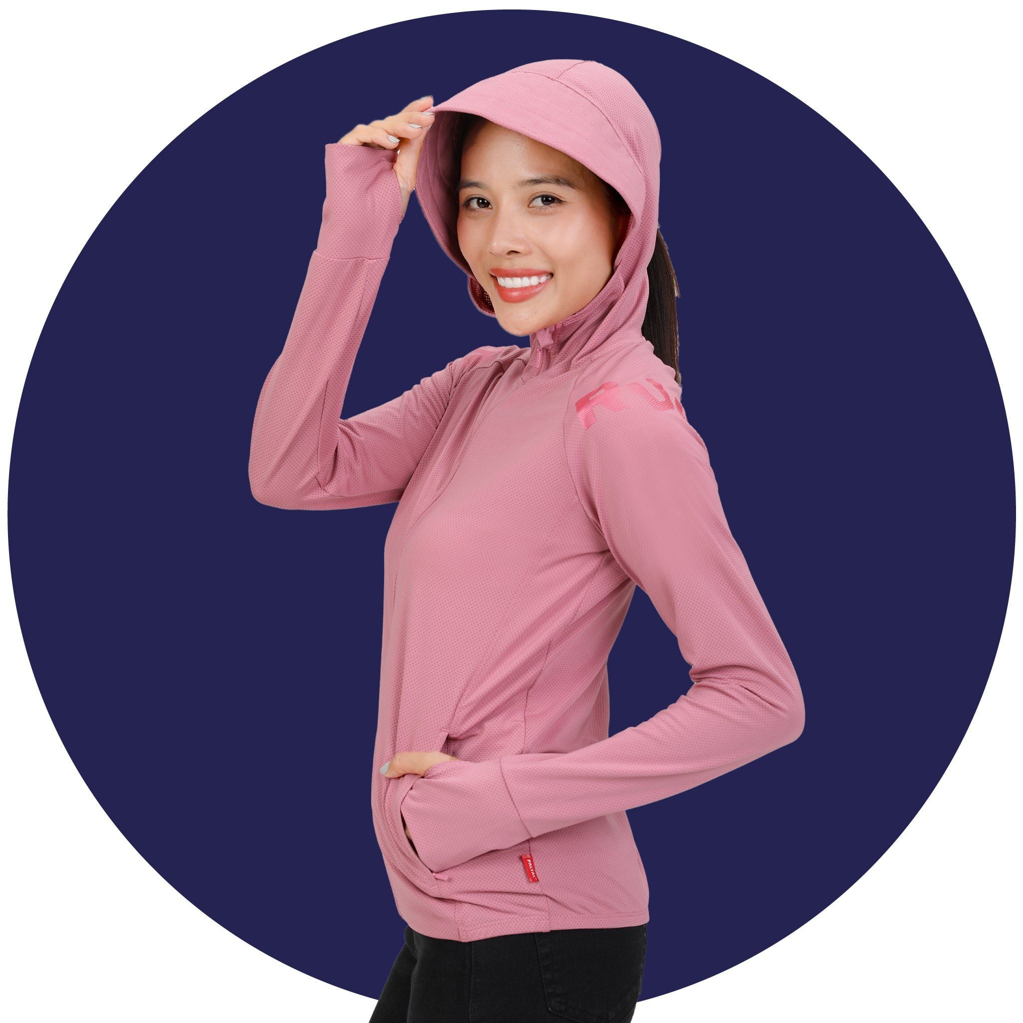 Áo khoác nữ chống nắng, chống UV có nón chất poly thái 311p 1301