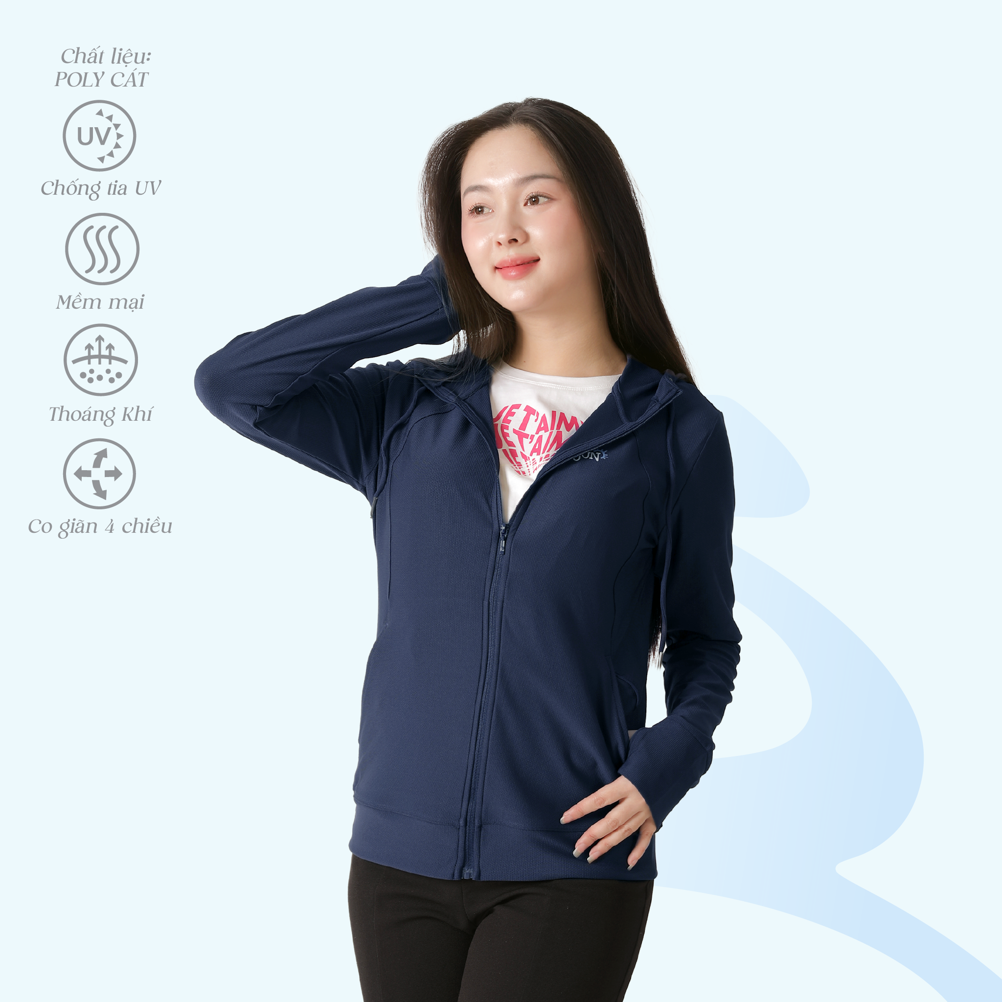Áo khoác nữ chống nắng, chống UV chất poly cát 311p 1326