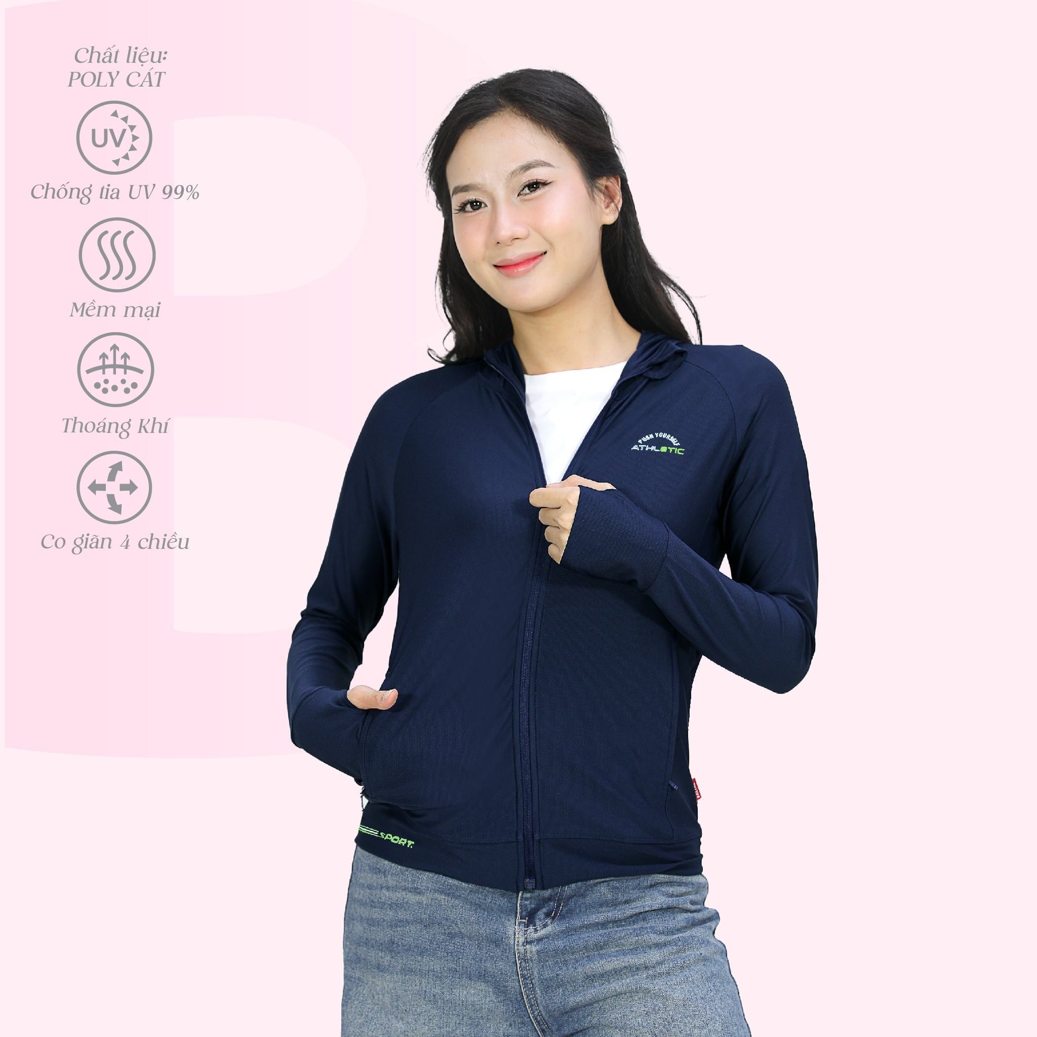 Áo khoác nữ chống nắng, chống UV chất poly cát 311p 1333
