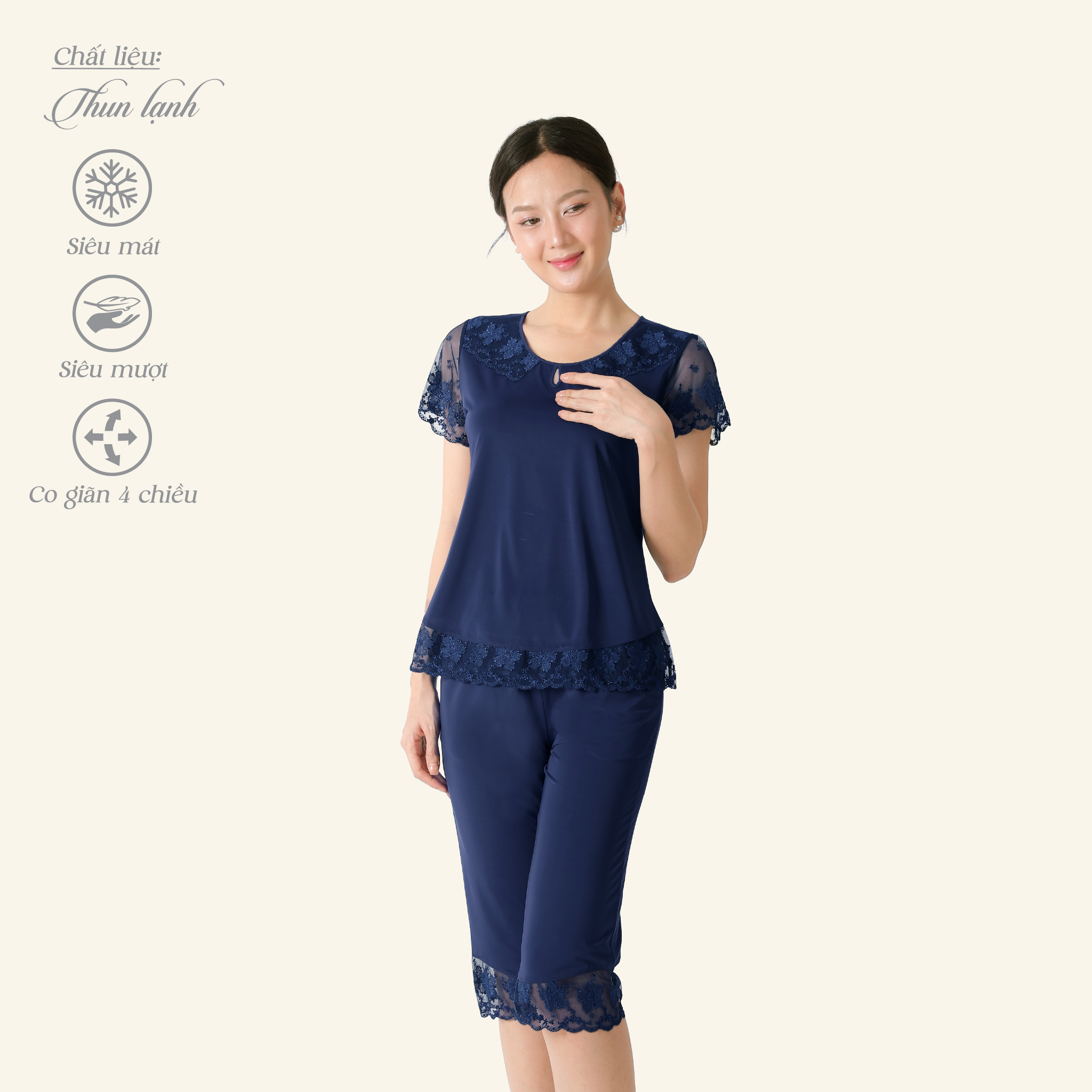 Set đồ bộ nữ kiểu quần lửng Tay Ngắn chất thun lạnh siêu bền 014p 7044