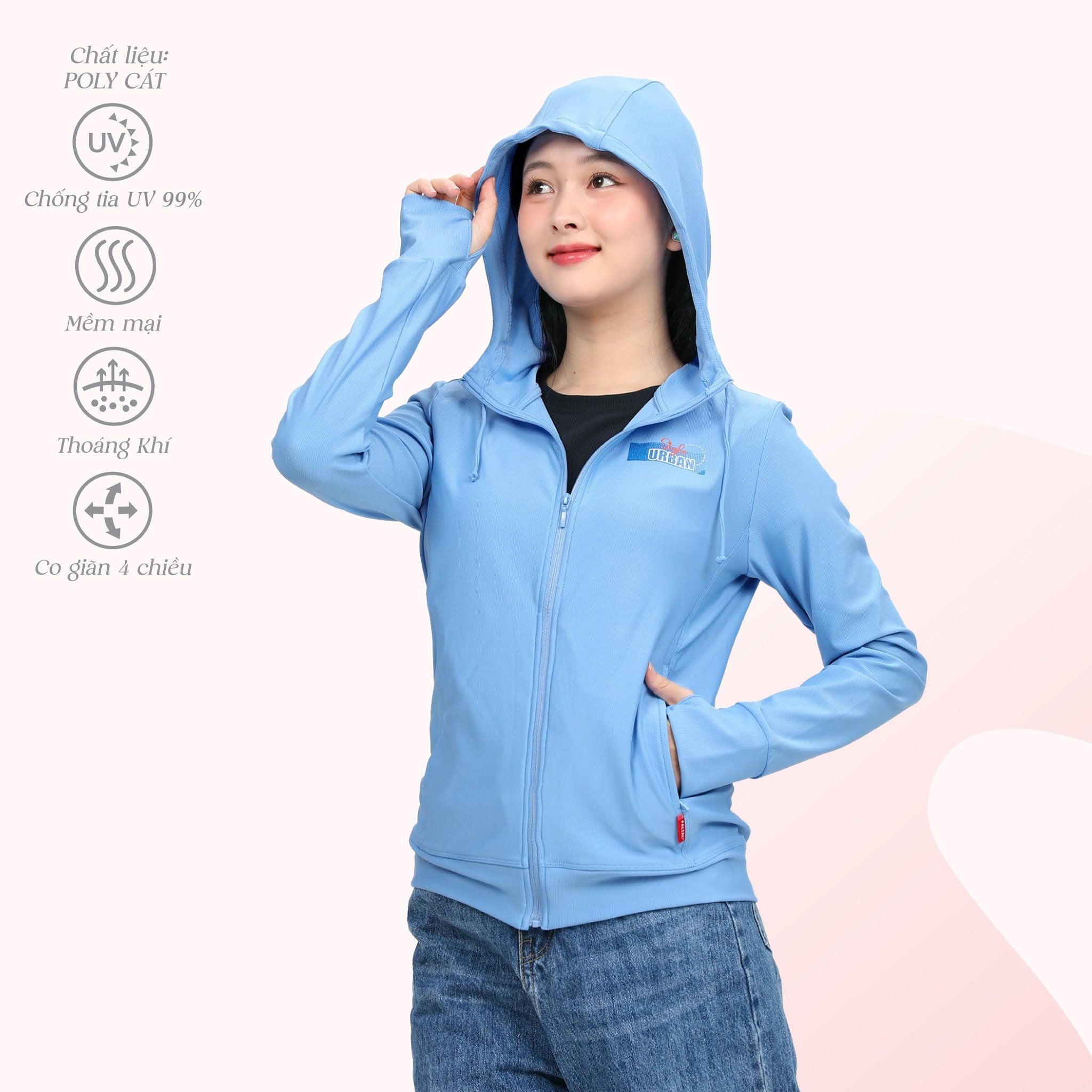 Áo khoác nữ chống nắng, chống UV có nón chất poly cát 311p 1270