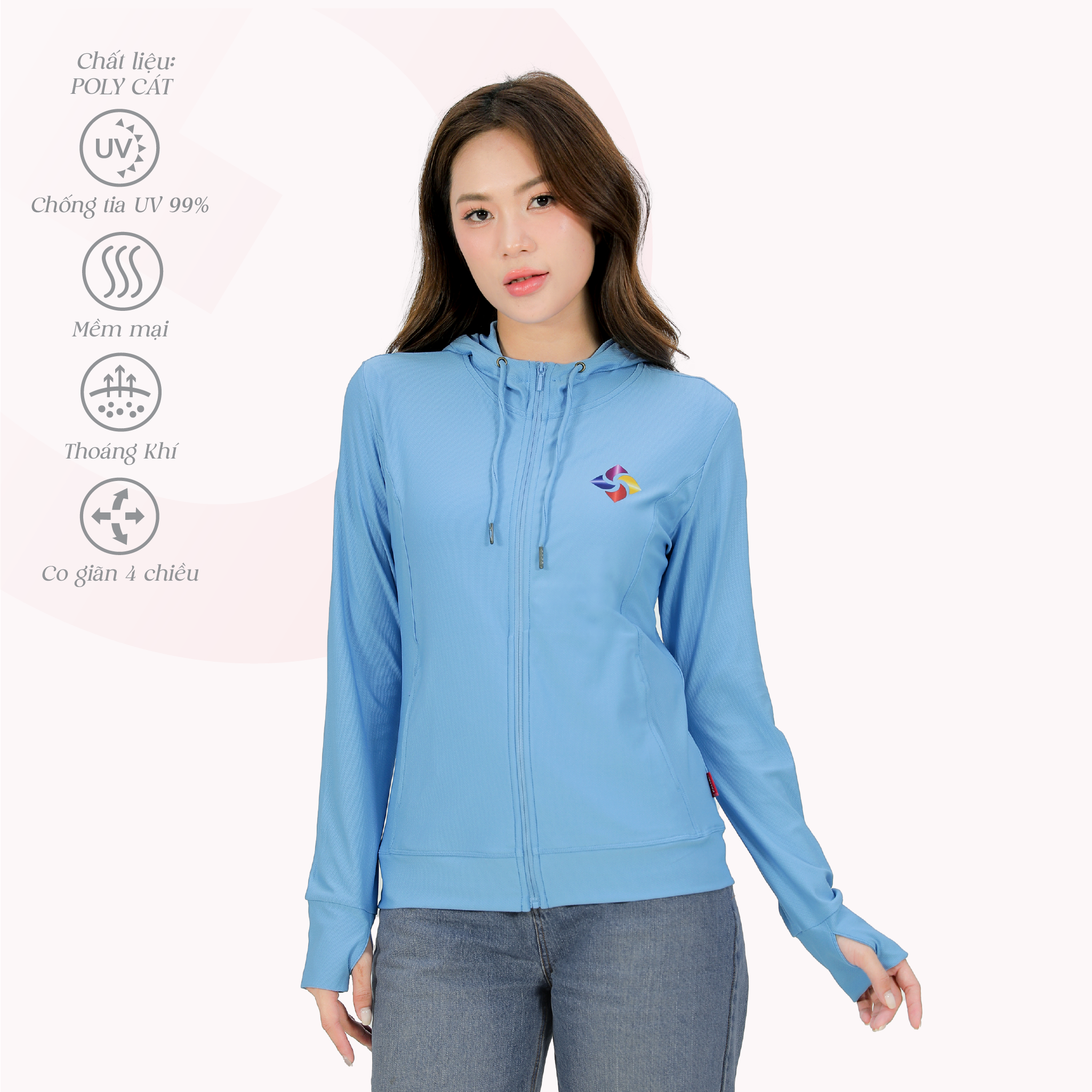 Áo khoác nữ chống nắng, chống UV chất poly cát siêu thoáng khí 311p 1332