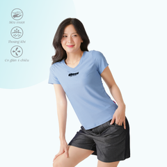 Áo thun nữ cổ tim tay ngắn chất silk lạnh siêu mát co dãn 4 chiều  370p 0362