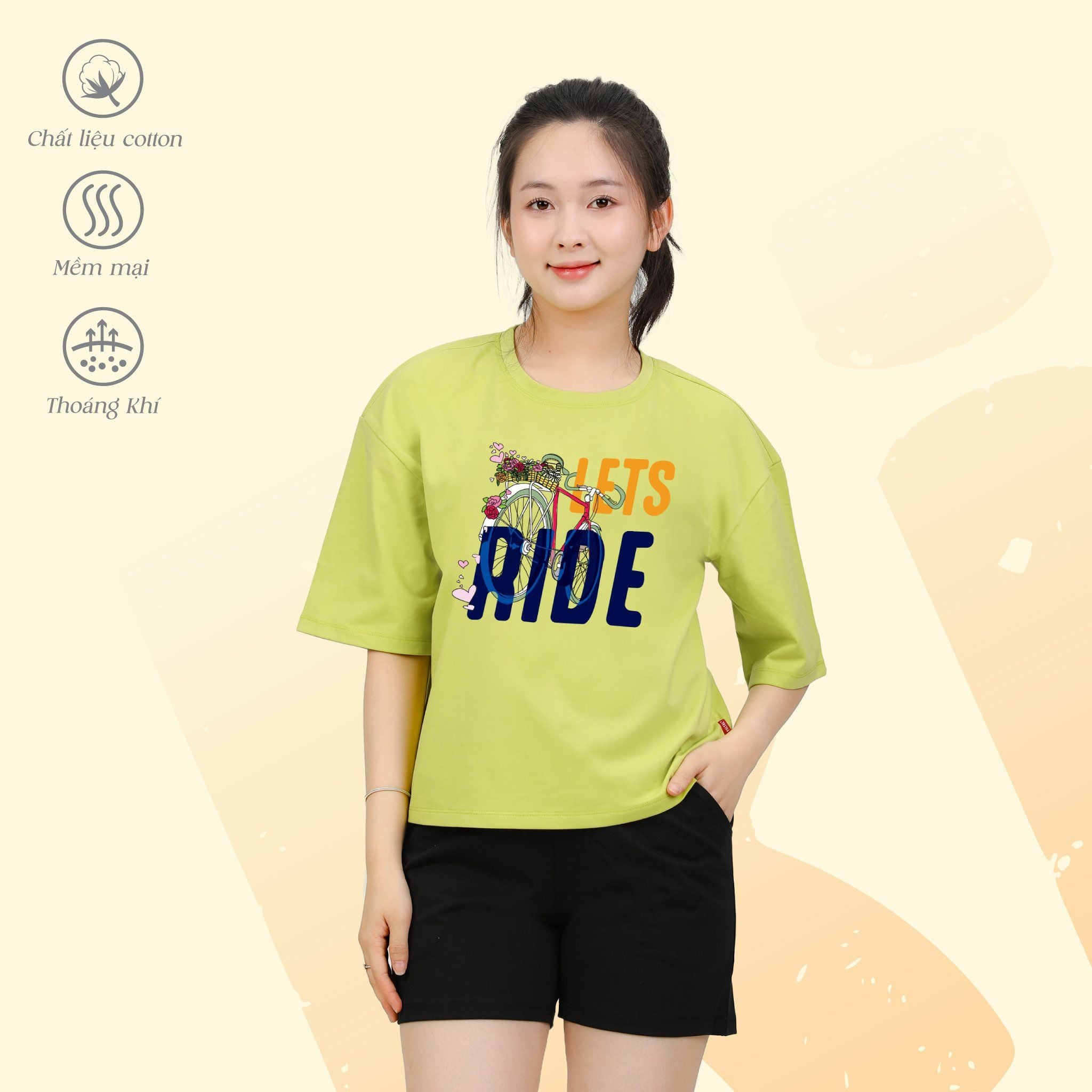 Set đồ bộ nữ kiểu quần đùi tay ngắn chất cotton siêu mát 195p 5165