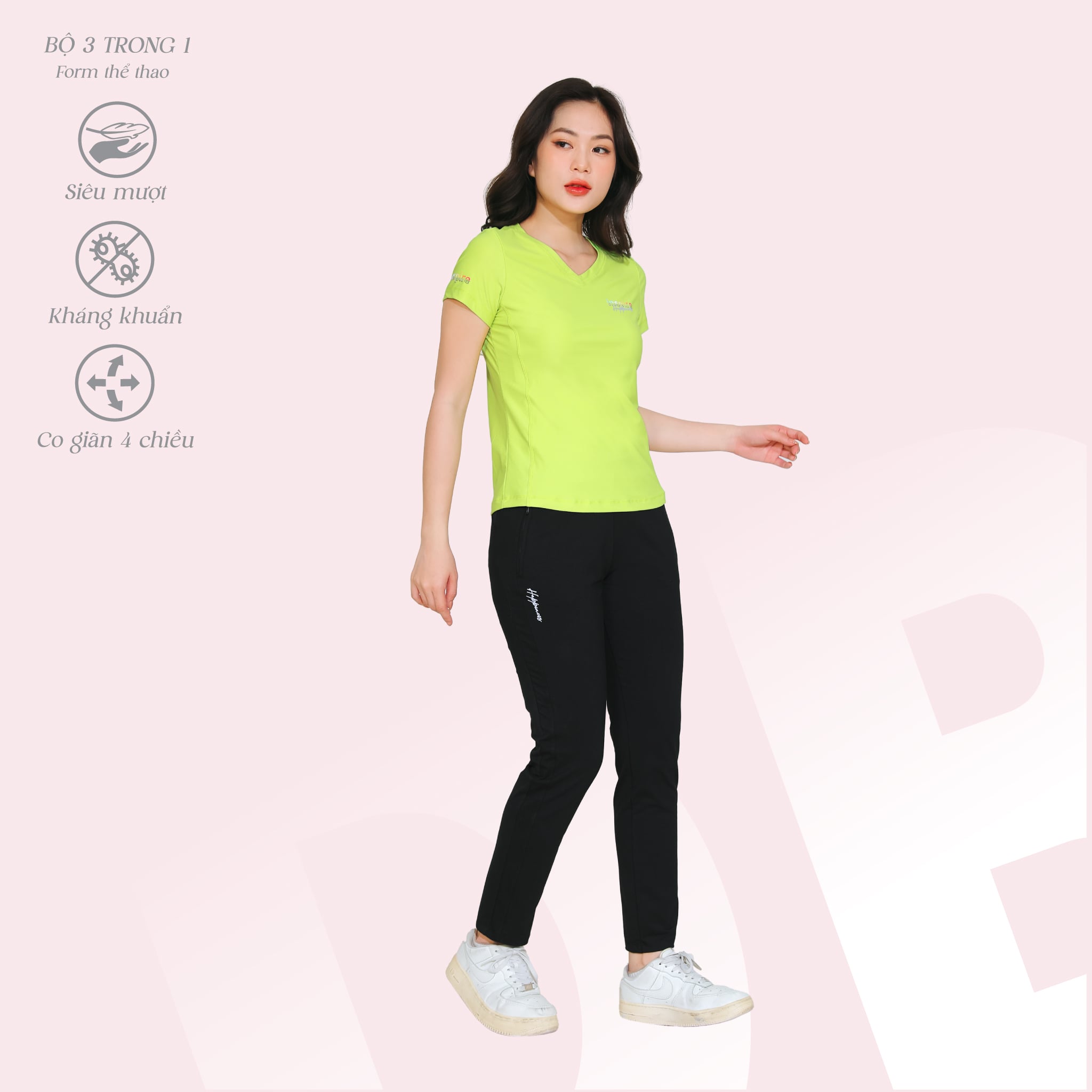 Set đồ bộ nữ kiểu thể thao tập gym, yoga kiểu quần dài tay ngắn chất silk lạnh 373p 3411