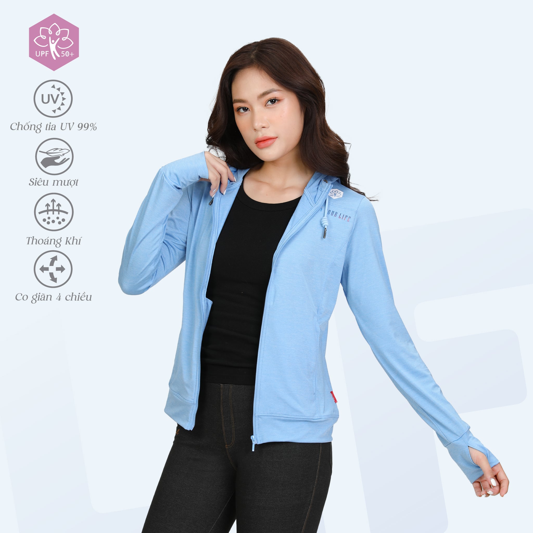 Áo khoác nữ chống nắng, chống UV chất melan lưới 341p 1307