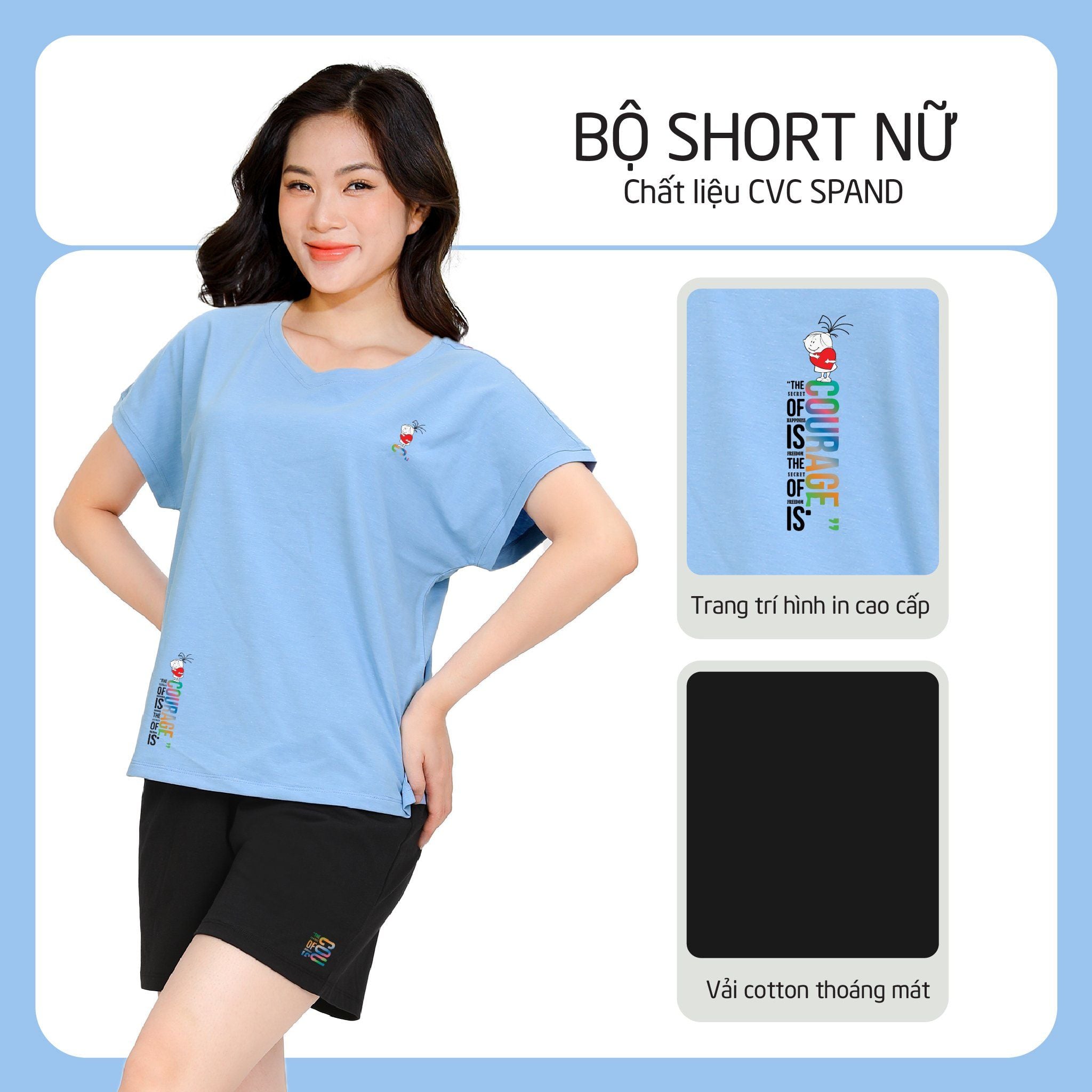 Set đồ bộ nữ kiểu quần đùi tay ngắn chất cotton siêu mát 195p 5236