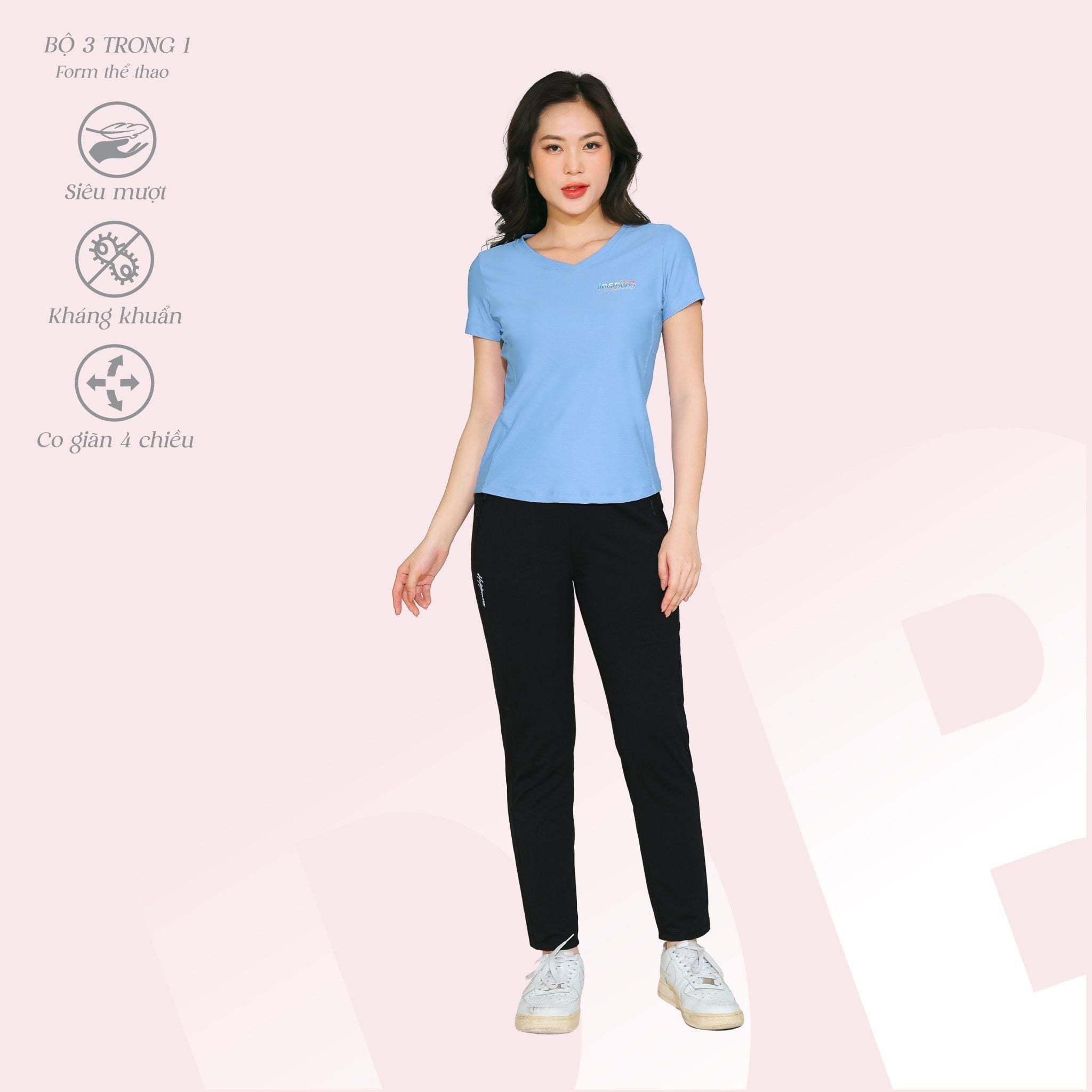 Set đồ bộ nữ kiểu thể thao tập gym, yoga kiểu quần dài tay ngắn chất silk lạnh 373p 3411