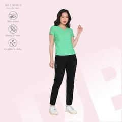 Set đồ bộ nữ kiểu thể thao tập gym, yoga kiểu quần dài tay ngắn chất silk lạnh 373p 3411