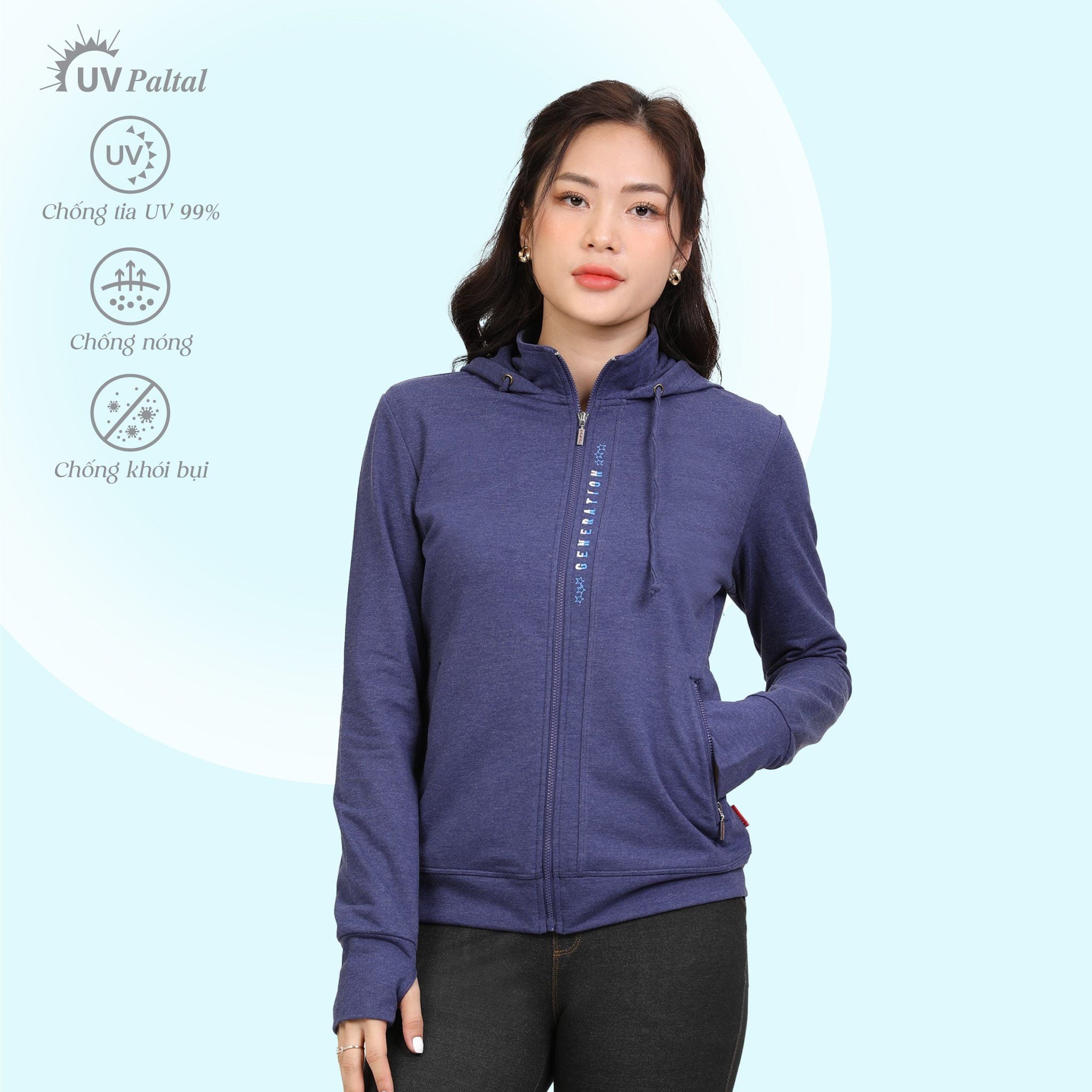 Áo khoác nữ chống nắng, chống UV chất vảy cá cotton cvc mát 401p 1289