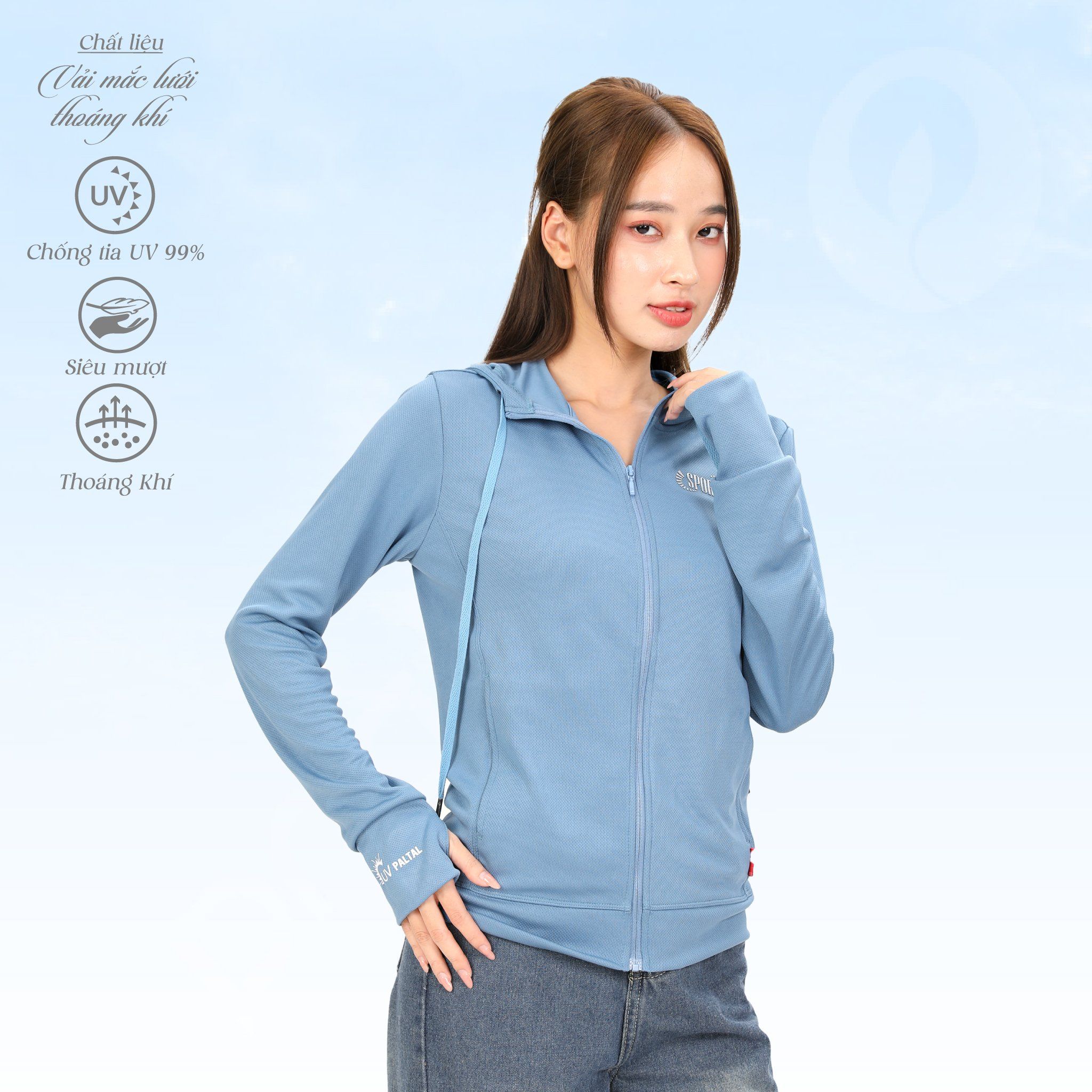 Áo khoác nữ chống nắng, chống UV chất poly mắc lưới siêu thoáng khí 311p 1306