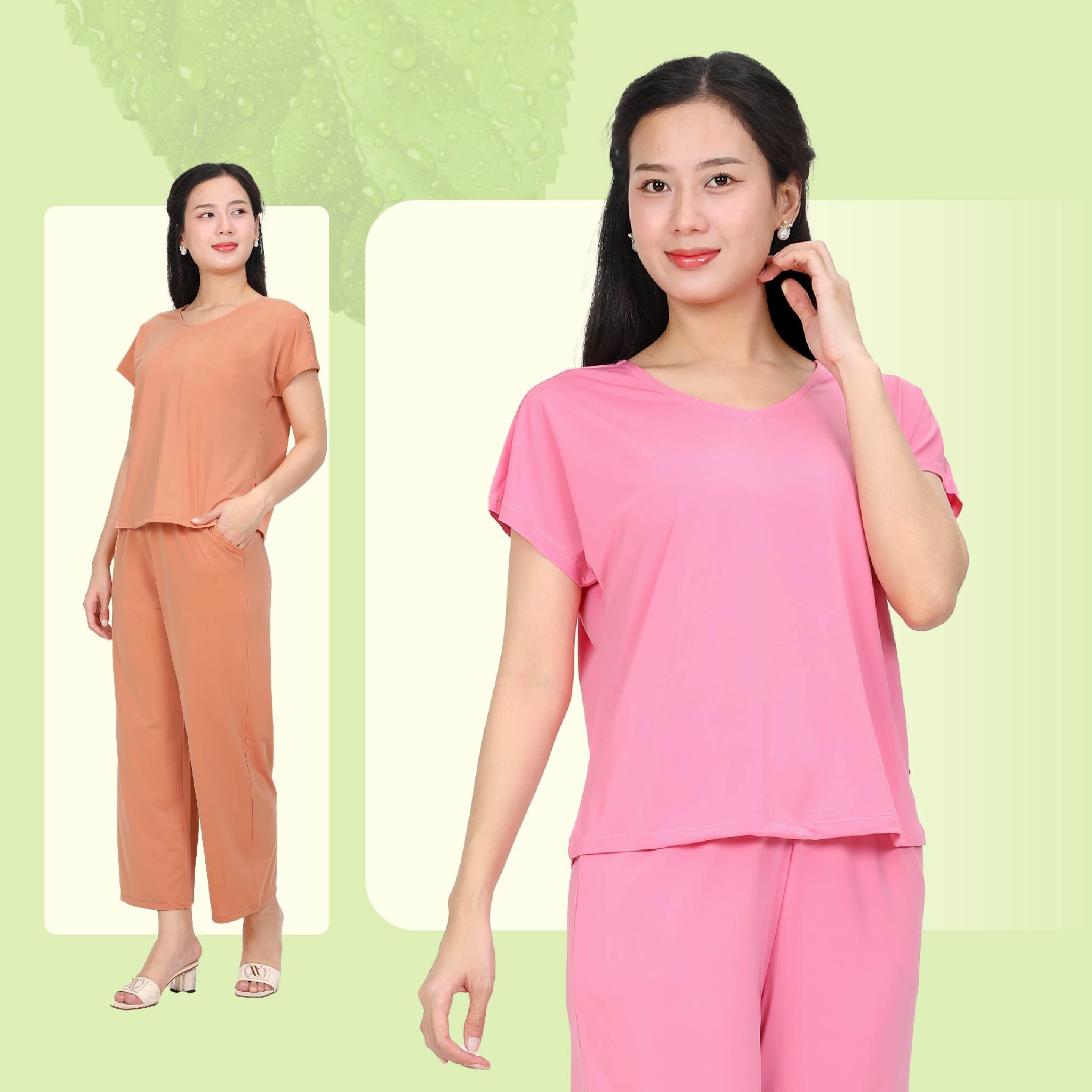 Set đồ bộ nữ kiểu quần dài tay ngắn chất thun lạnh siêu bền 013p 6100