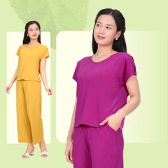 Set đồ bộ nữ kiểu quần dài tay ngắn chất thun lạnh siêu bền 013p 6100