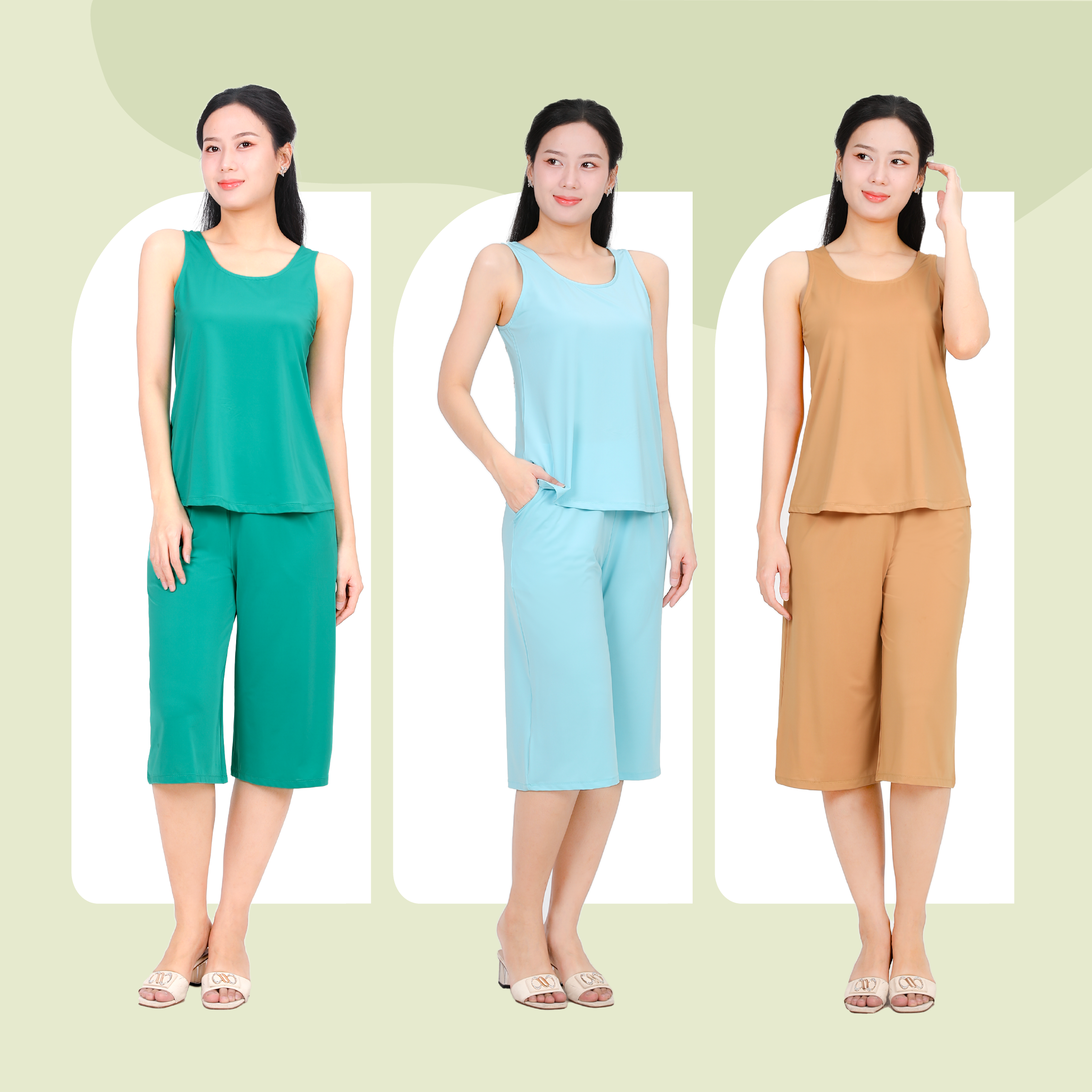 Set đồ bộ nữ kiểu quần lửng Bản chất thun lạnh siêu bền 014p 7041