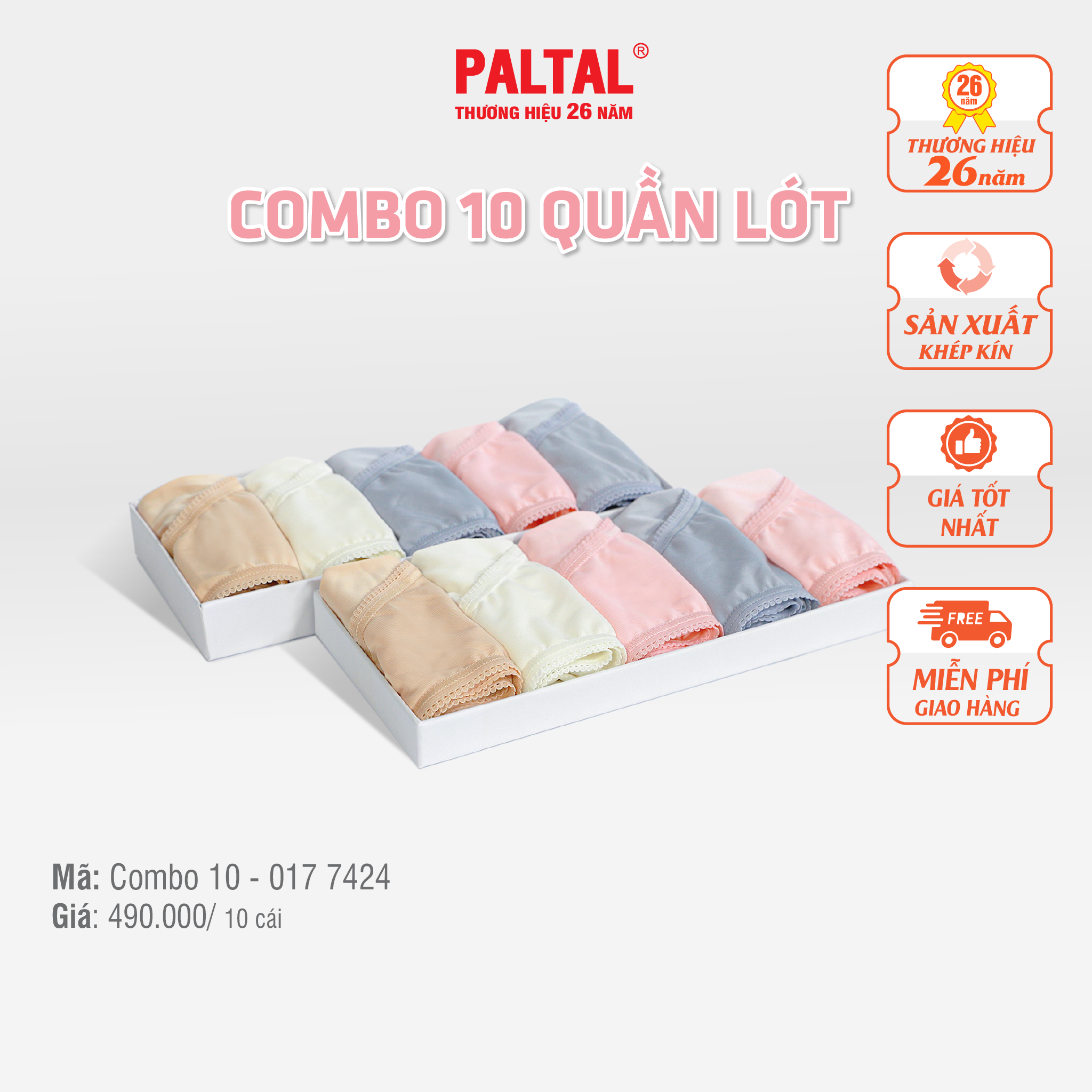 Combo 02-06-10 quần lót nữ chất thun lạnh siêu bền 017p 7424