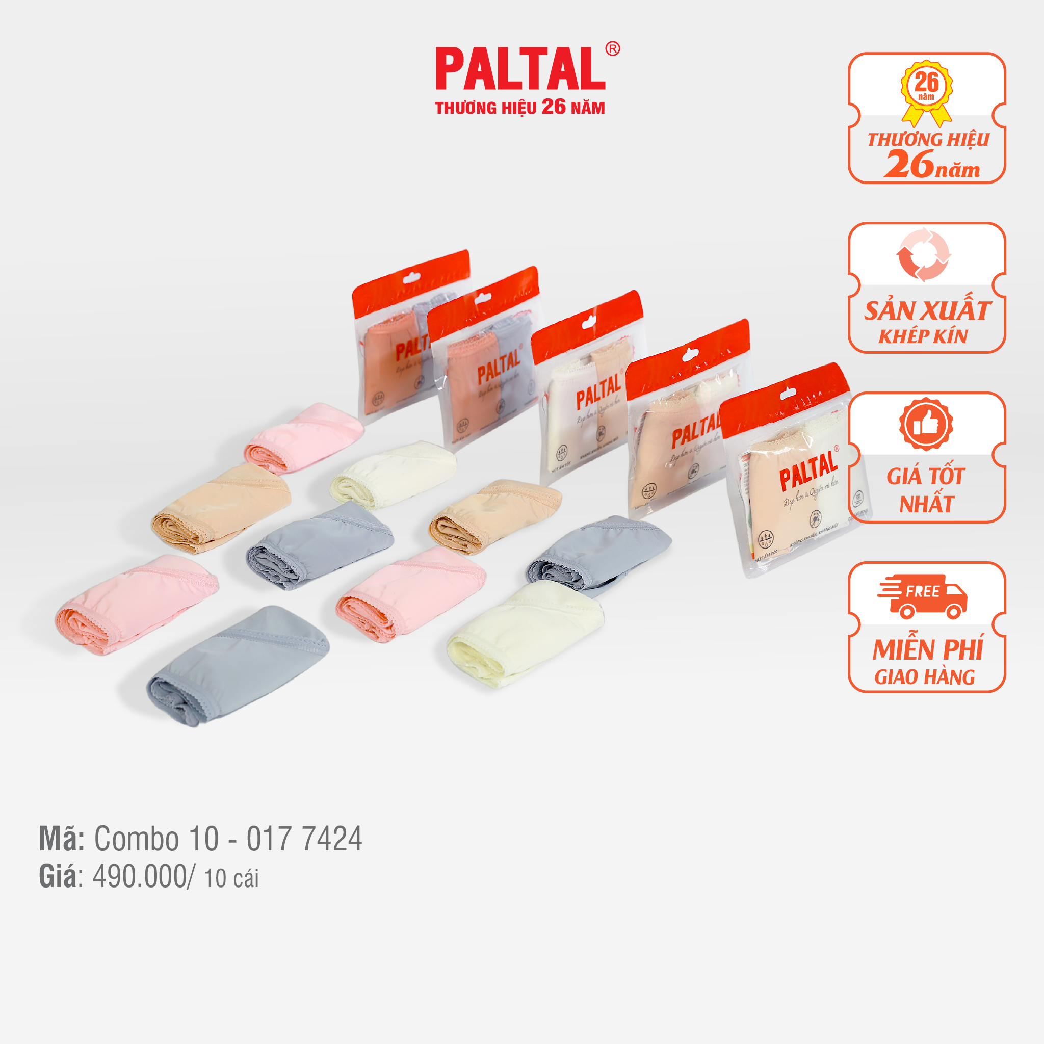 Combo 02-06-10 quần lót nữ chất thun lạnh siêu bền 017p 7424