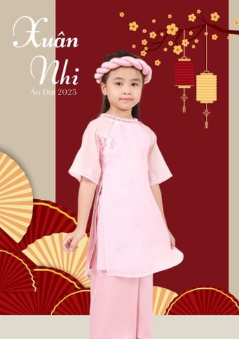 Set Áo Dài Lụa Nhung Phối Voan Thêu Cách Tân 
